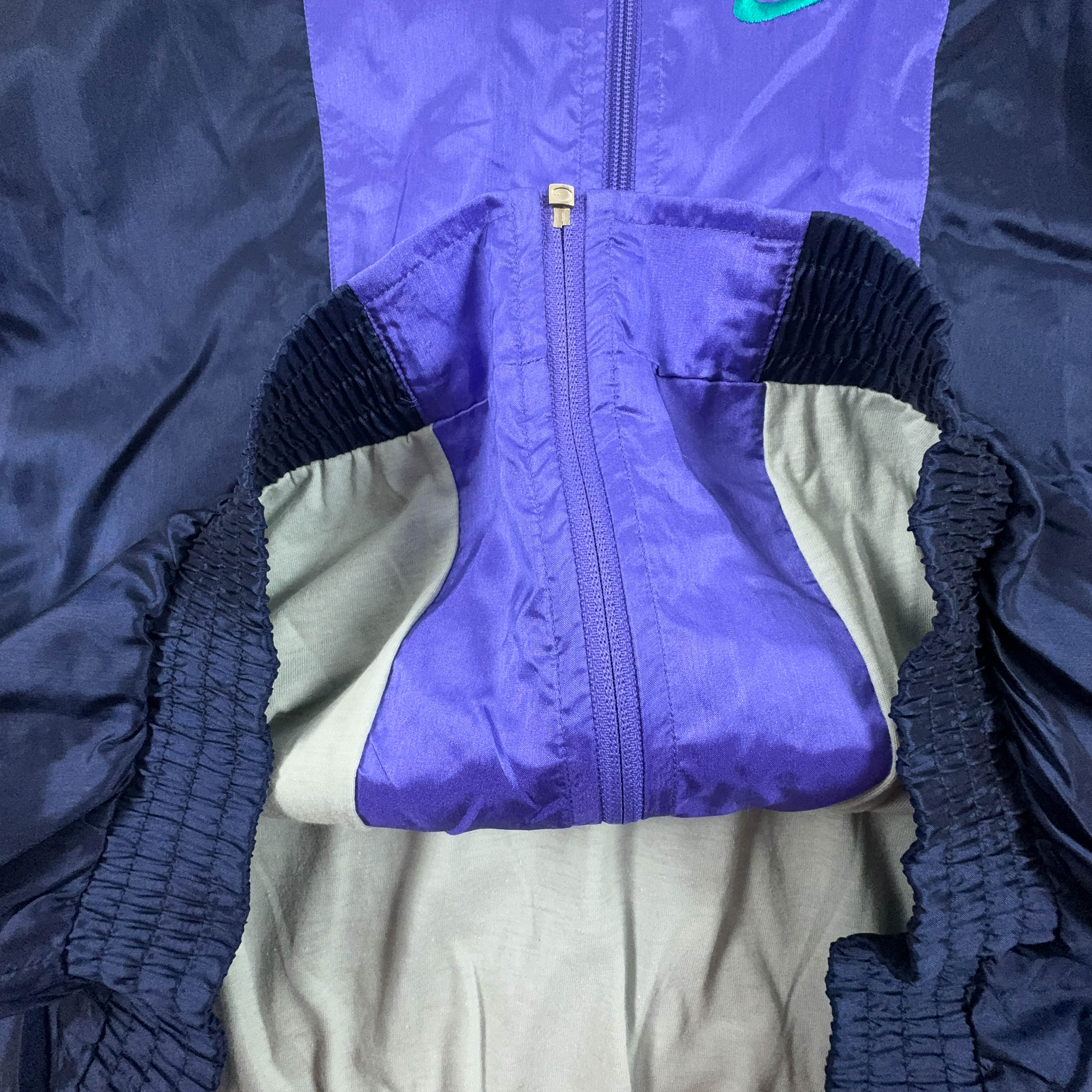 Giacca a vento Nike Vintage blu e verde con zip anni 90 - Taglia XL uomo