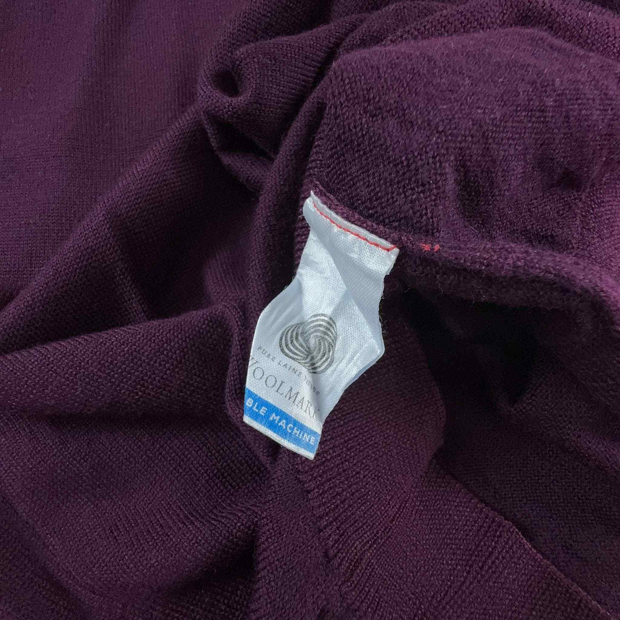 Maglione Lacoste 100% lana viola con scollo a V - Taglia M uomo