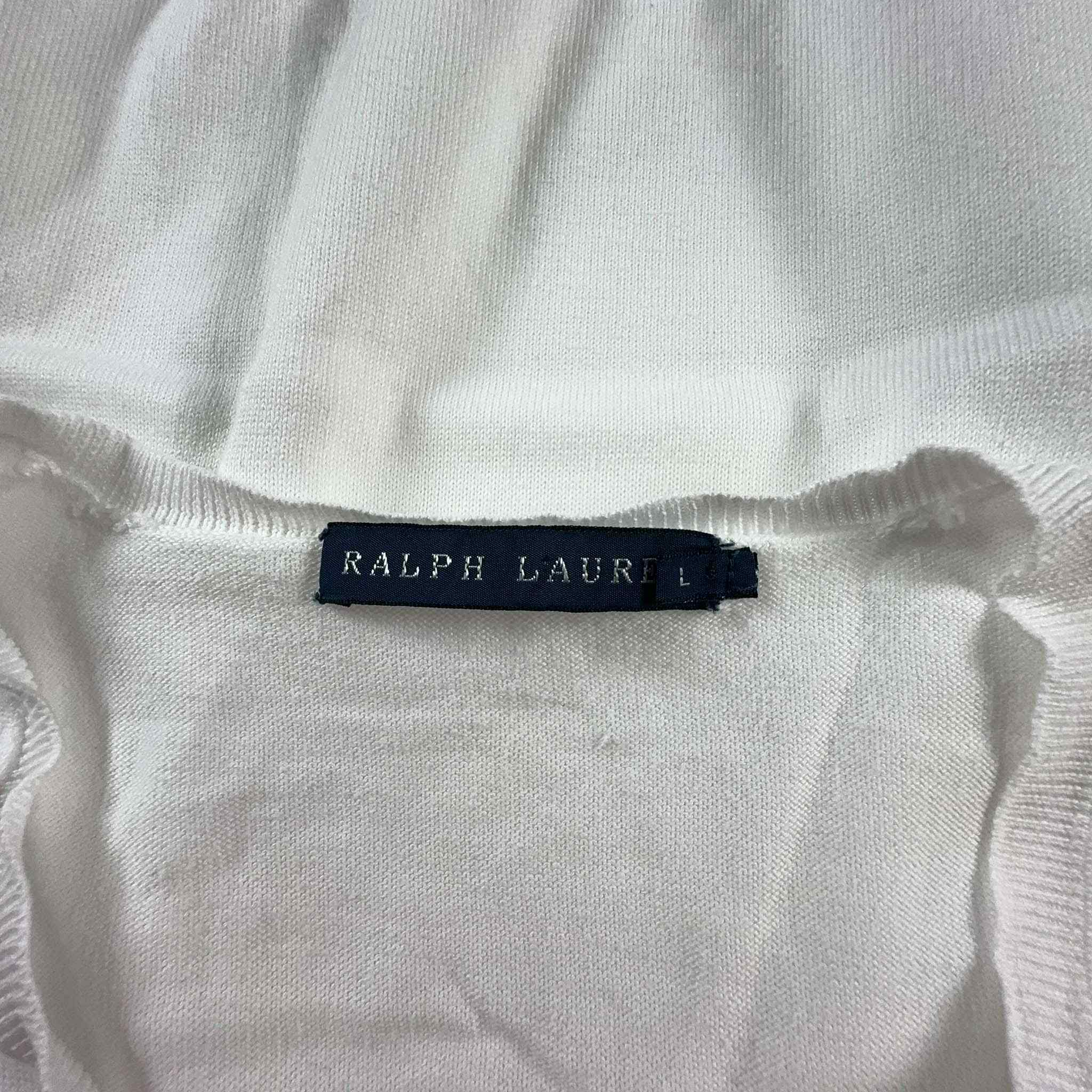 Maglione Ralph Lauren bianco leggero con scollo a V - Taglia L donna