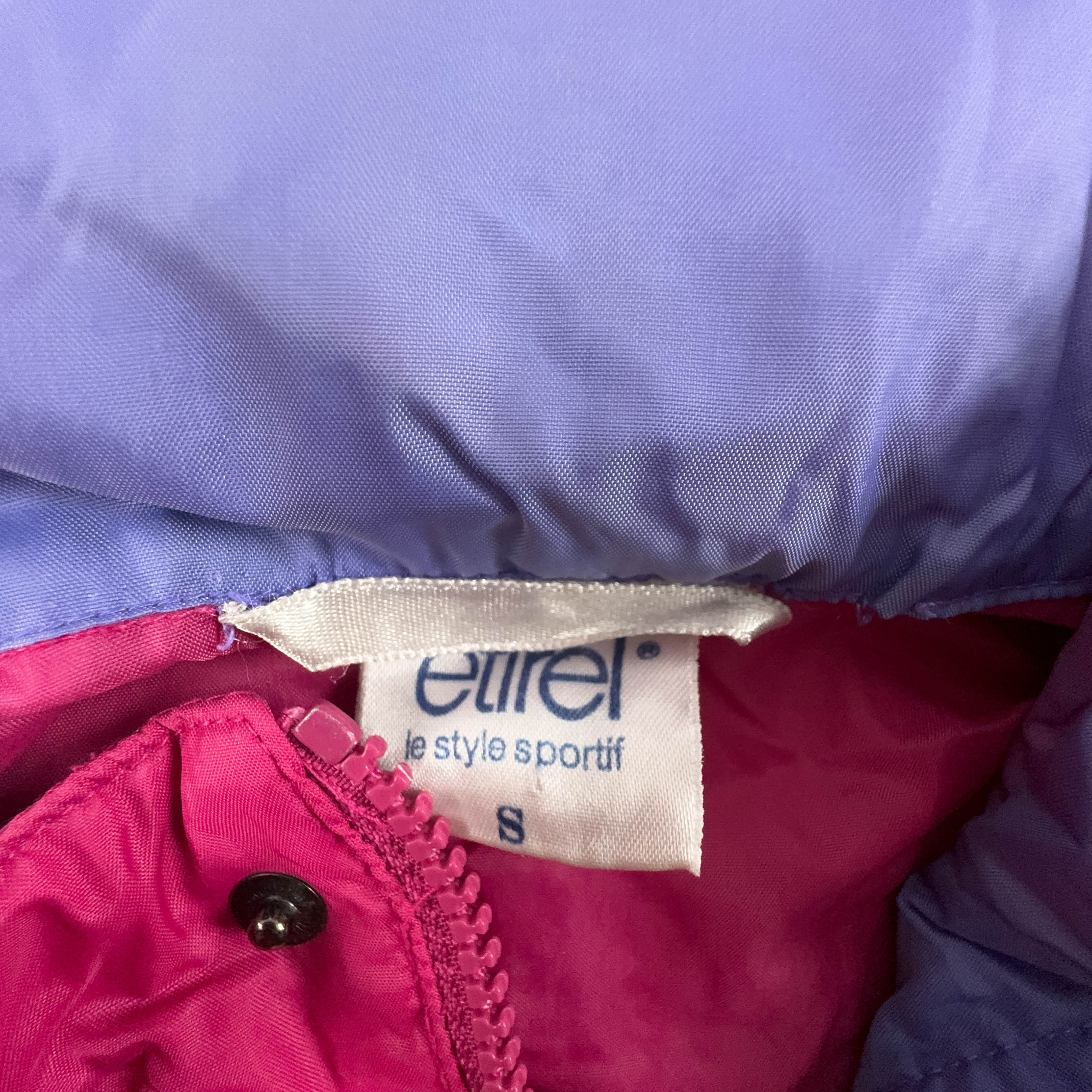 Giacca a vento Etirel impermeabile Vintage viola e rosa a fantasia con zip - Taglia L uomo