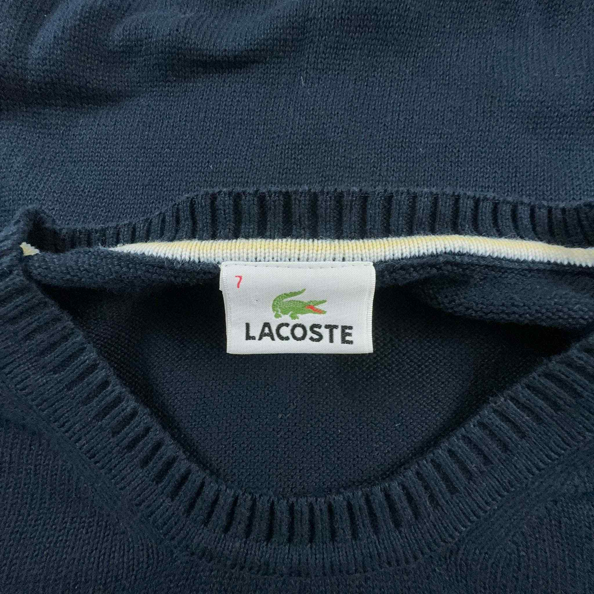Maglione Lacoste blu scuro a girocollo tinta unita - Taglia XL uomo