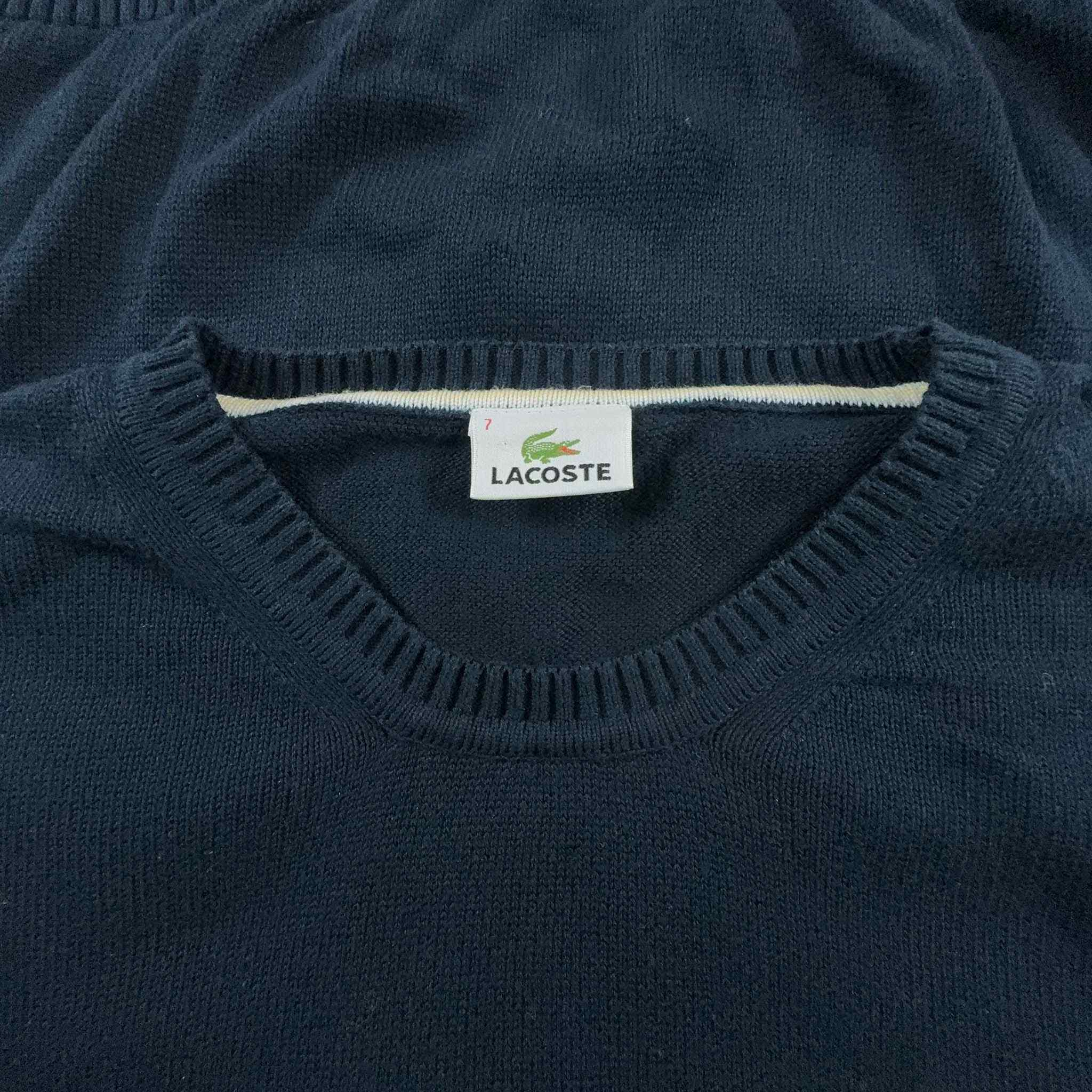 Maglione Lacoste blu scuro a girocollo tinta unita - Taglia XL uomo