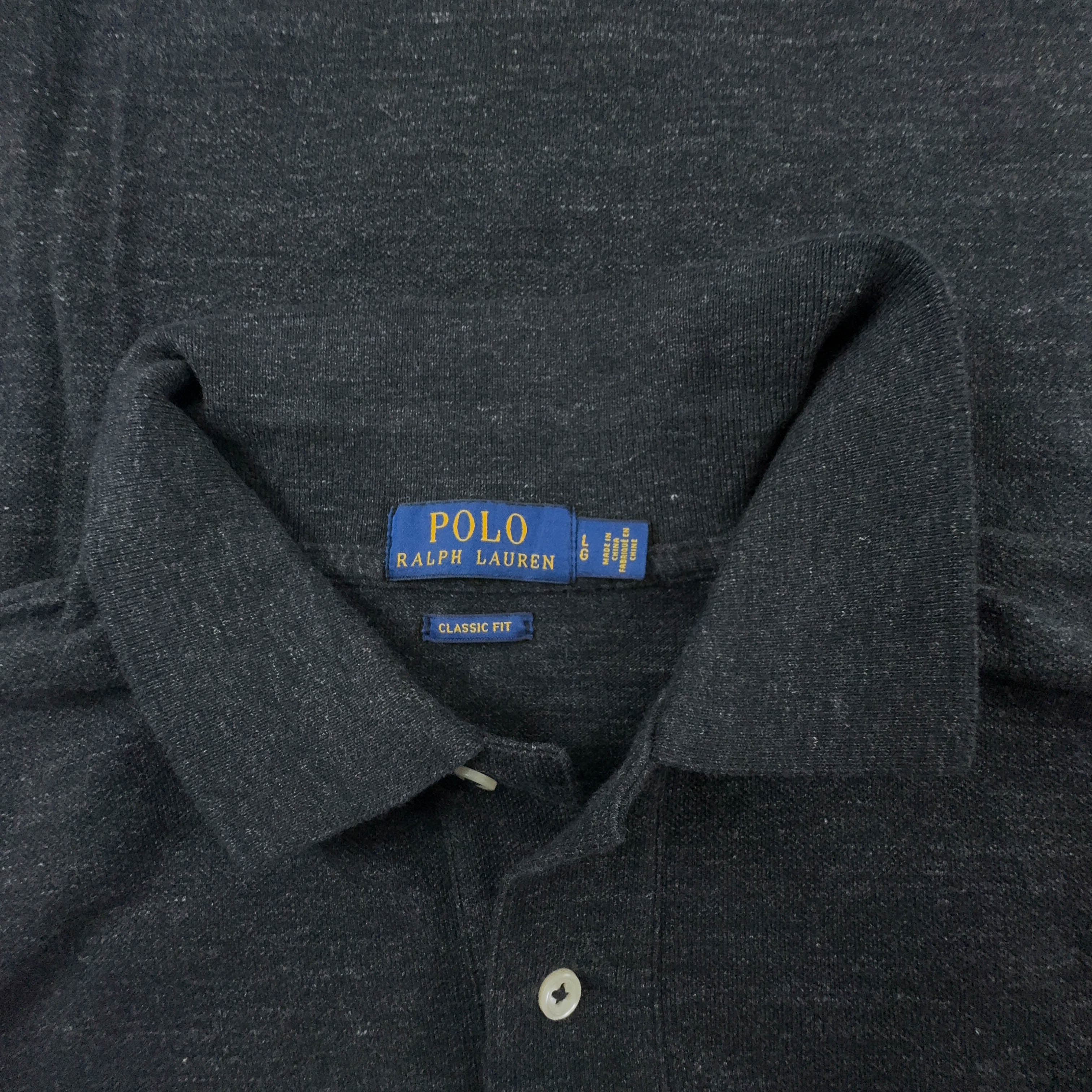 Polo Ralph Lauren grigia scura a tinta unita in cotone classic fit - Taglia L uomo