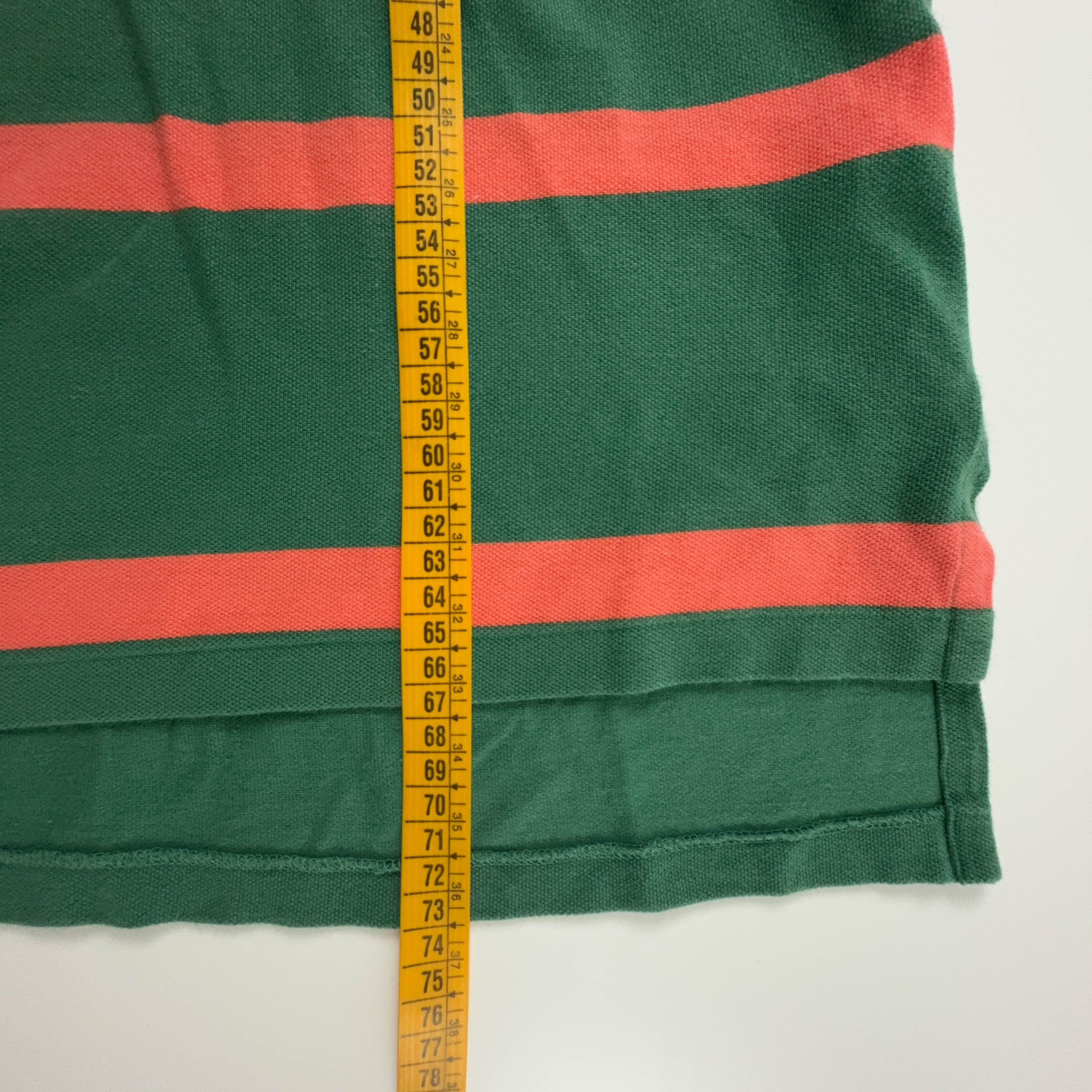 Polo Ralph Lauren a righe verde ed arancione in cotone custom fit - Taglia L uomo