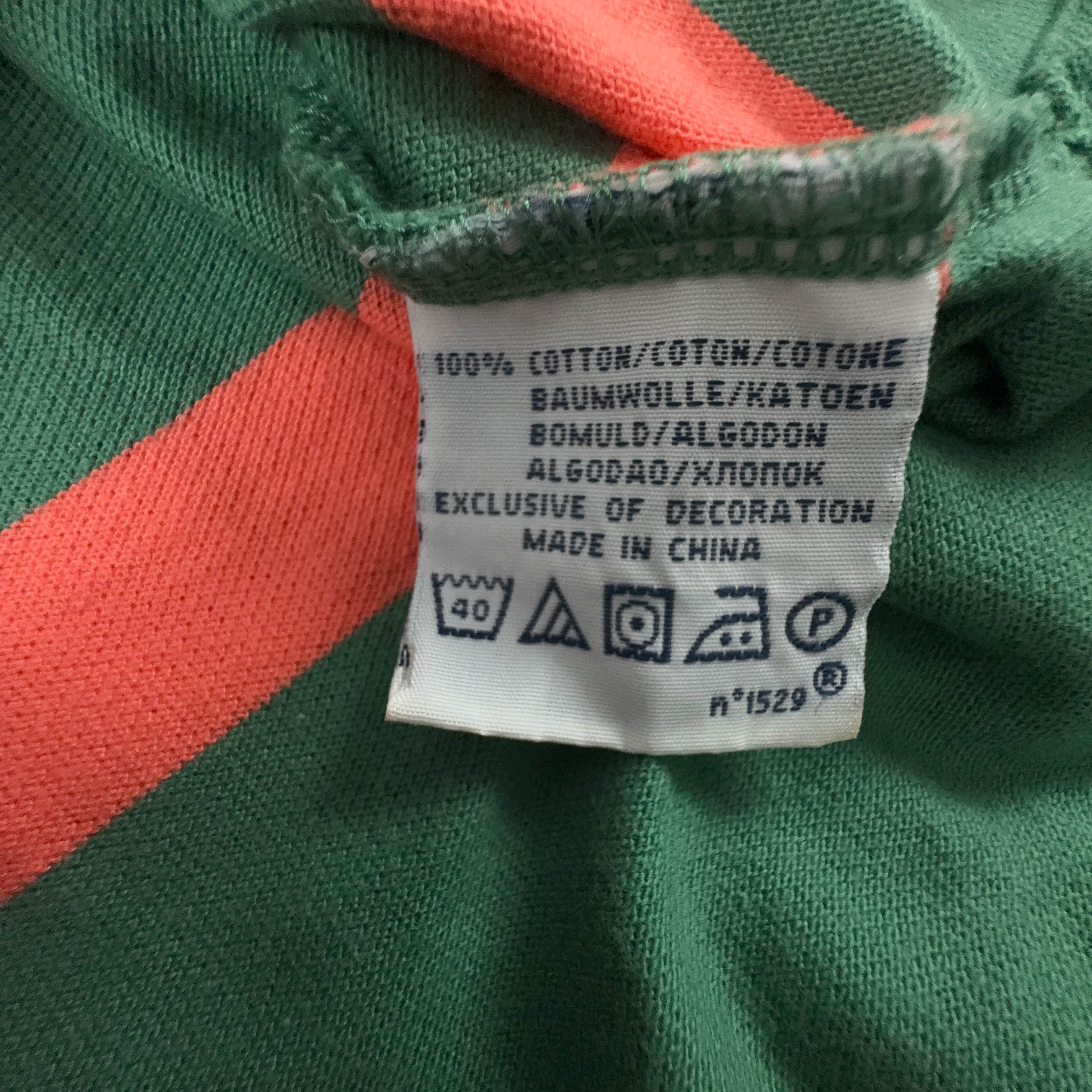 Polo Ralph Lauren a righe verde ed arancione in cotone custom fit - Taglia L uomo