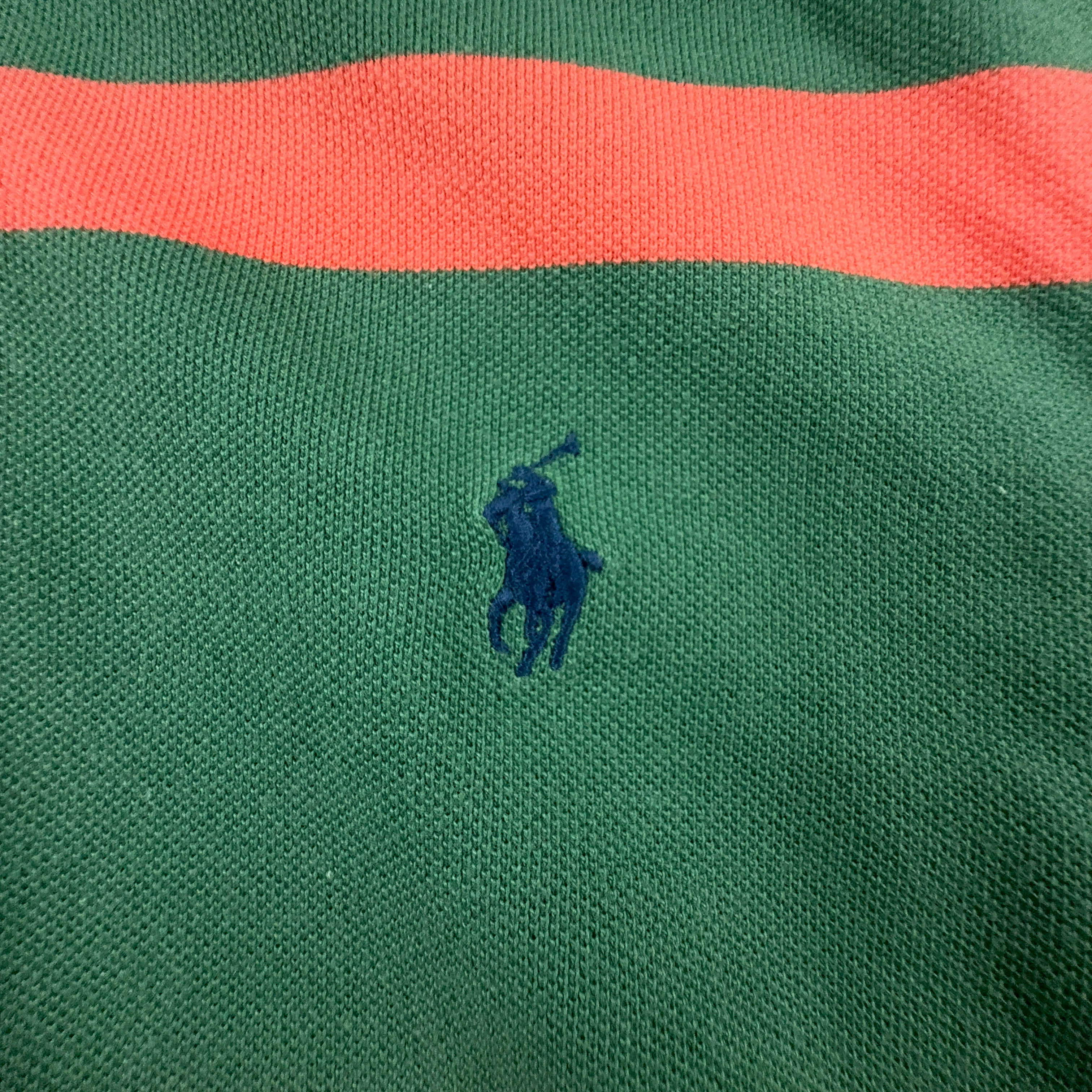 Polo Ralph Lauren a righe verde ed arancione in cotone custom fit - Taglia L uomo