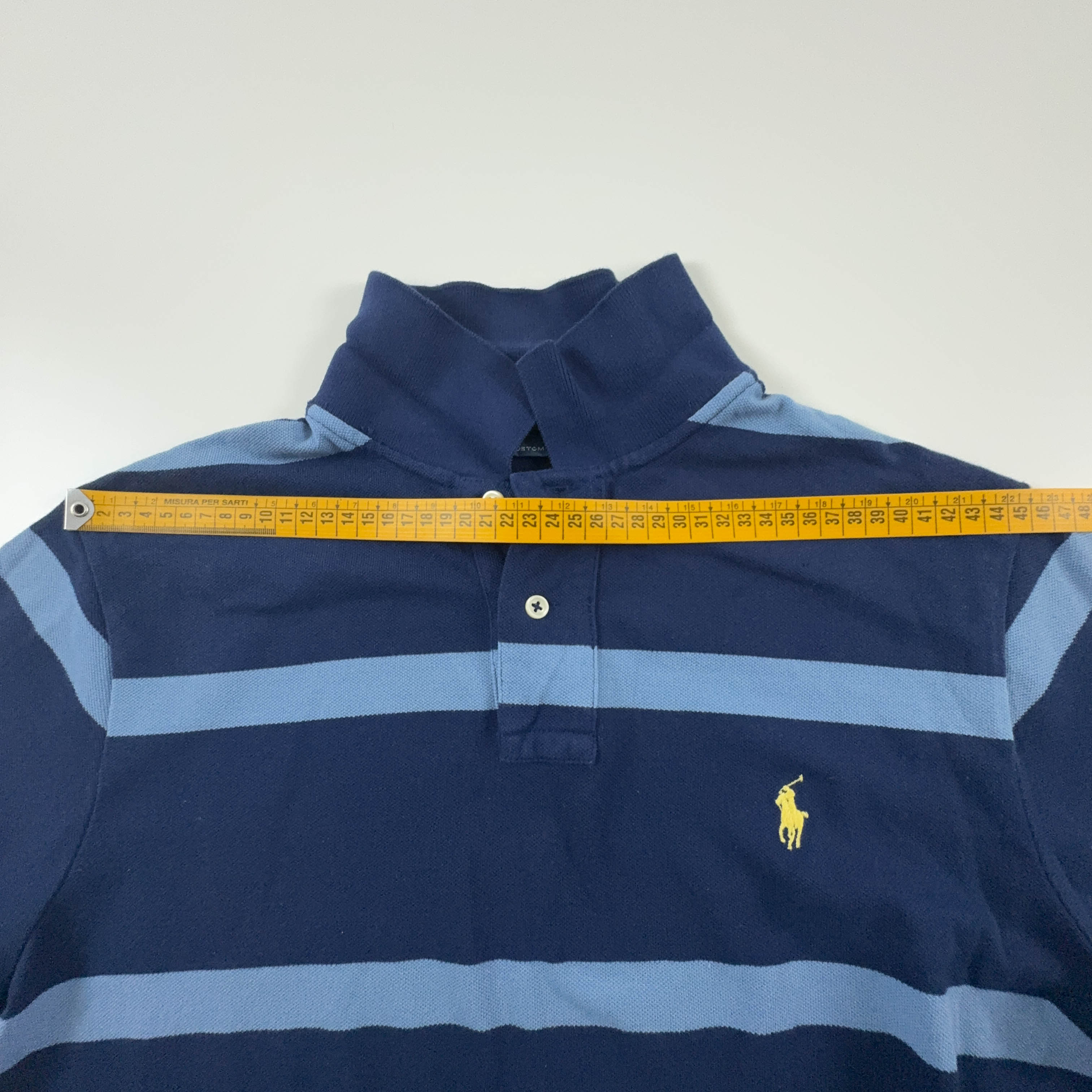 Polo Ralph Lauren a righe blu e azzurra in cotone custom fit - Taglia L uomo
