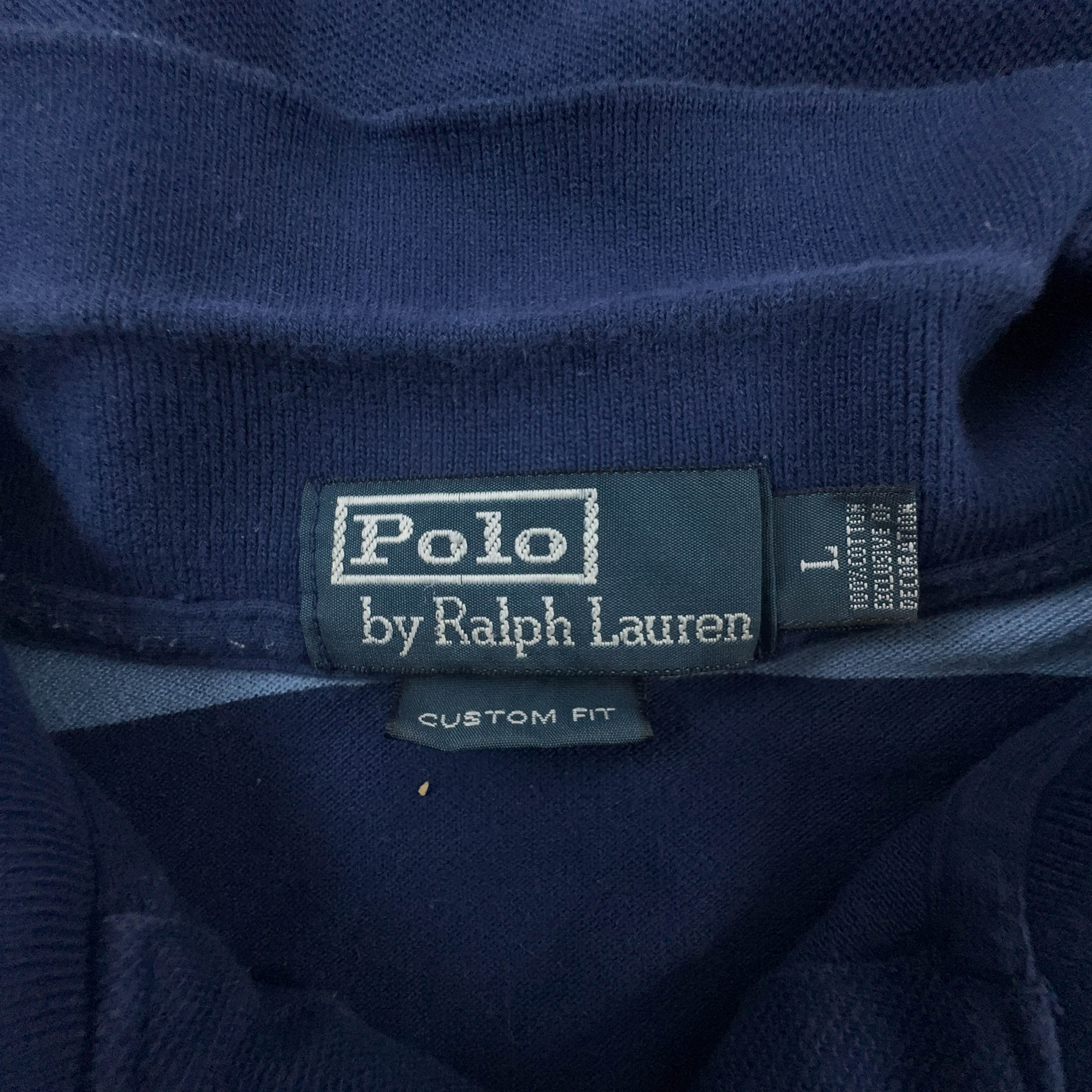Polo Ralph Lauren a righe blu e azzurra in cotone custom fit - Taglia L uomo