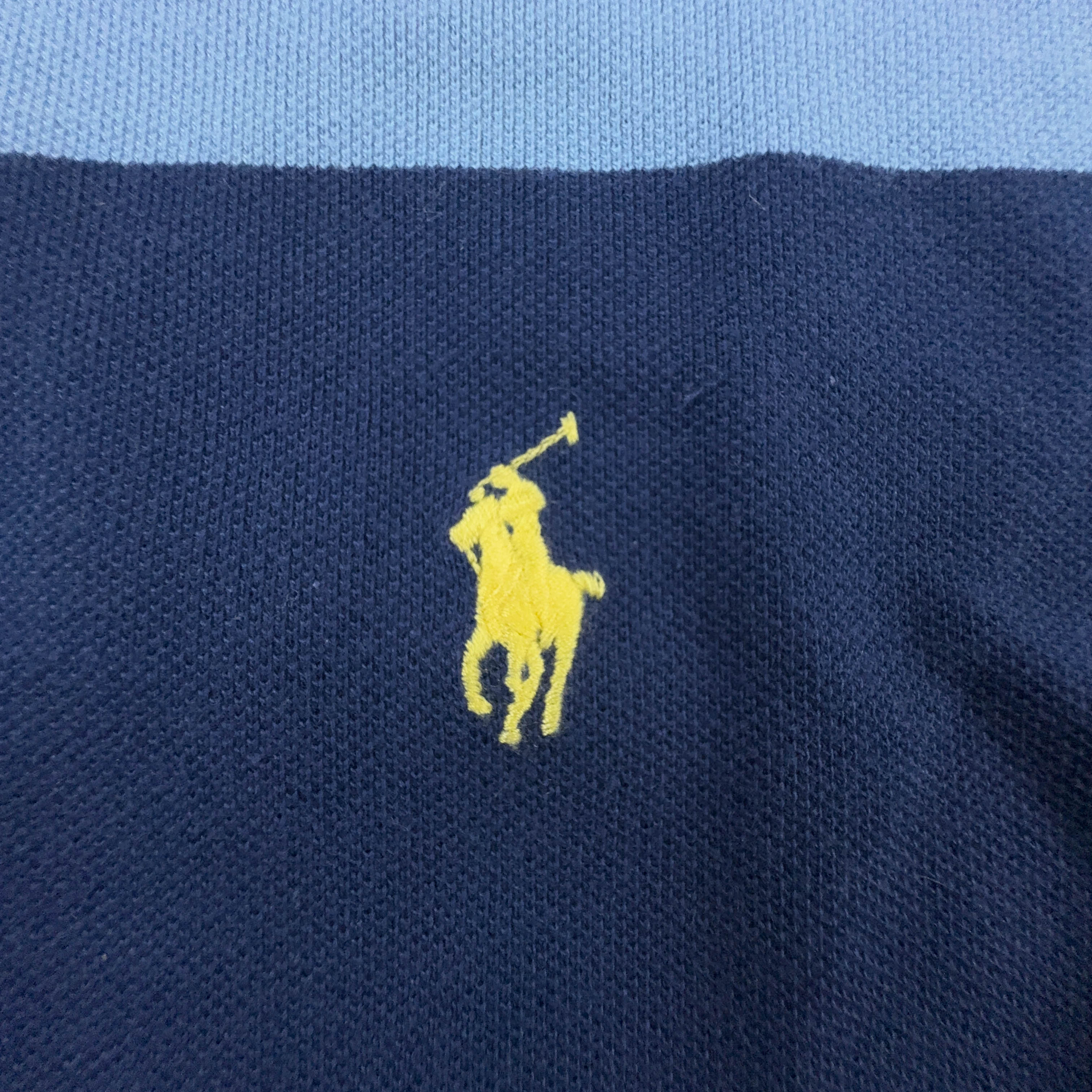Polo Ralph Lauren a righe blu e azzurra in cotone custom fit - Taglia L uomo