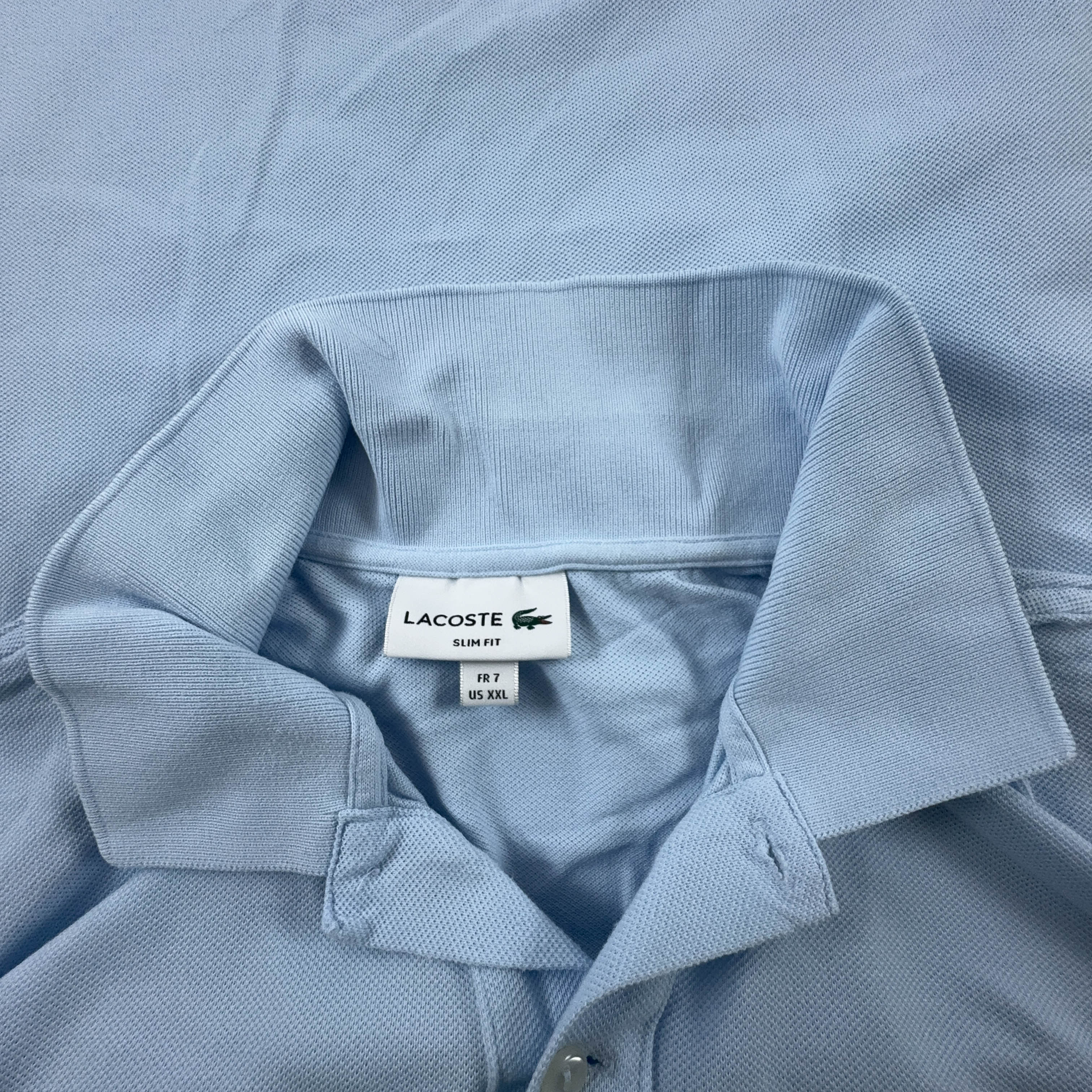 Polo Lacoste azzurra a tinta unita in cotone slim fit - Taglia XXL 7 uomo