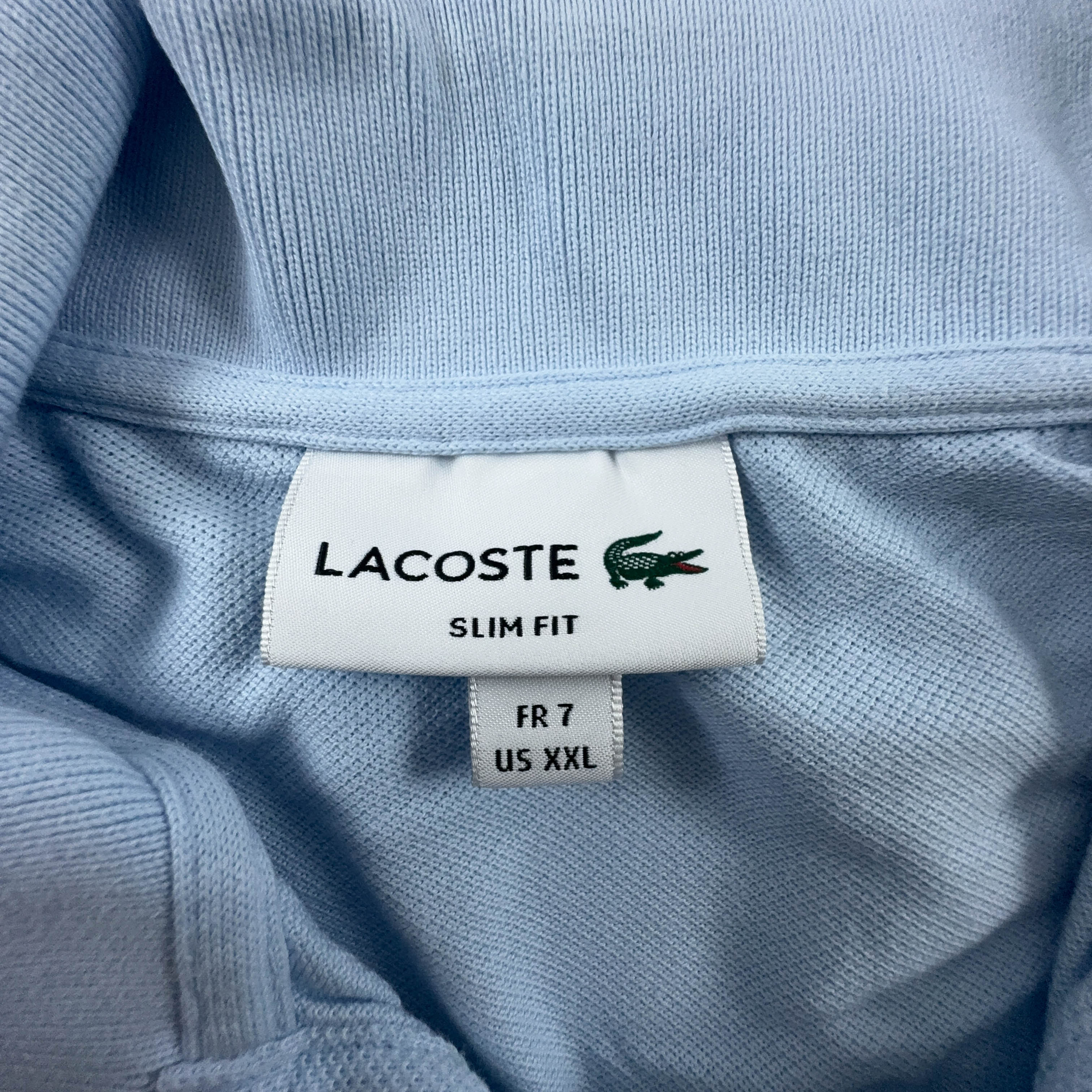Polo Lacoste azzurra a tinta unita in cotone slim fit - Taglia XXL 7 uomo