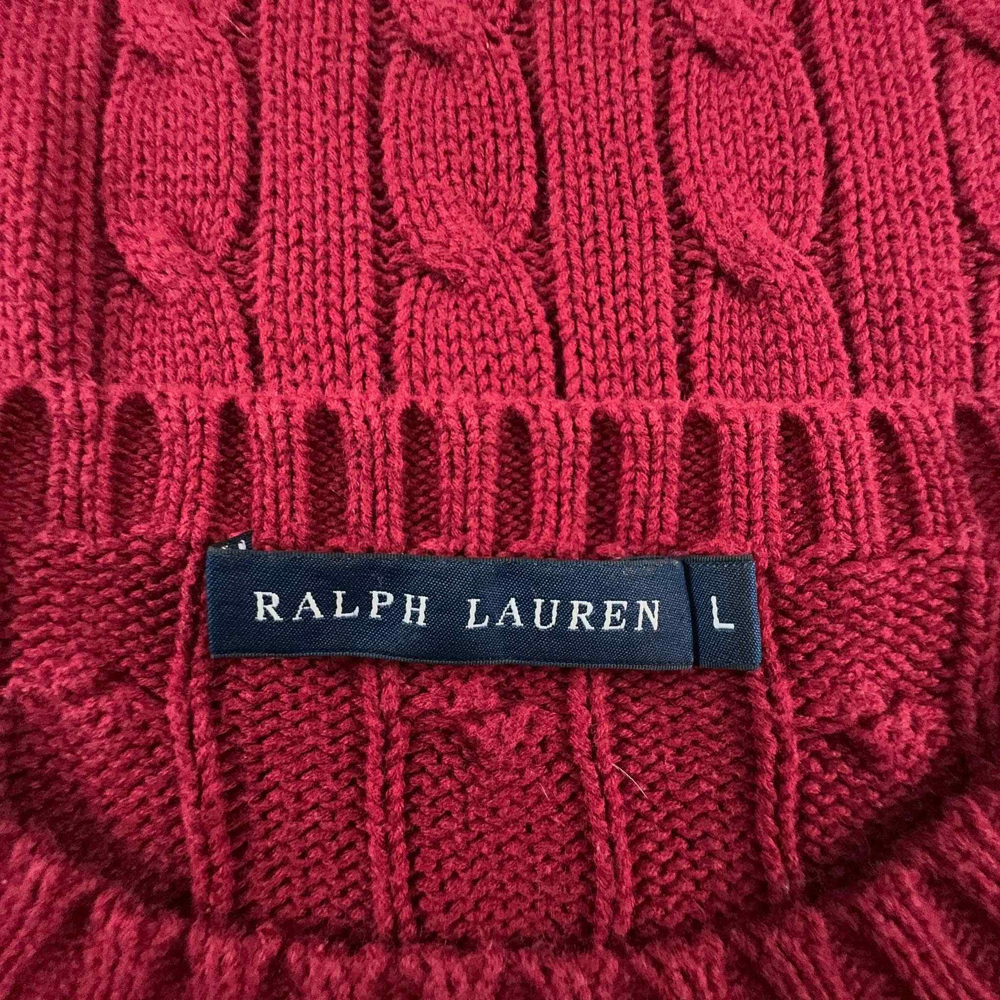 Maglione Ralph Lauren rosso intrecciato a girocollo - Taglia L uomo