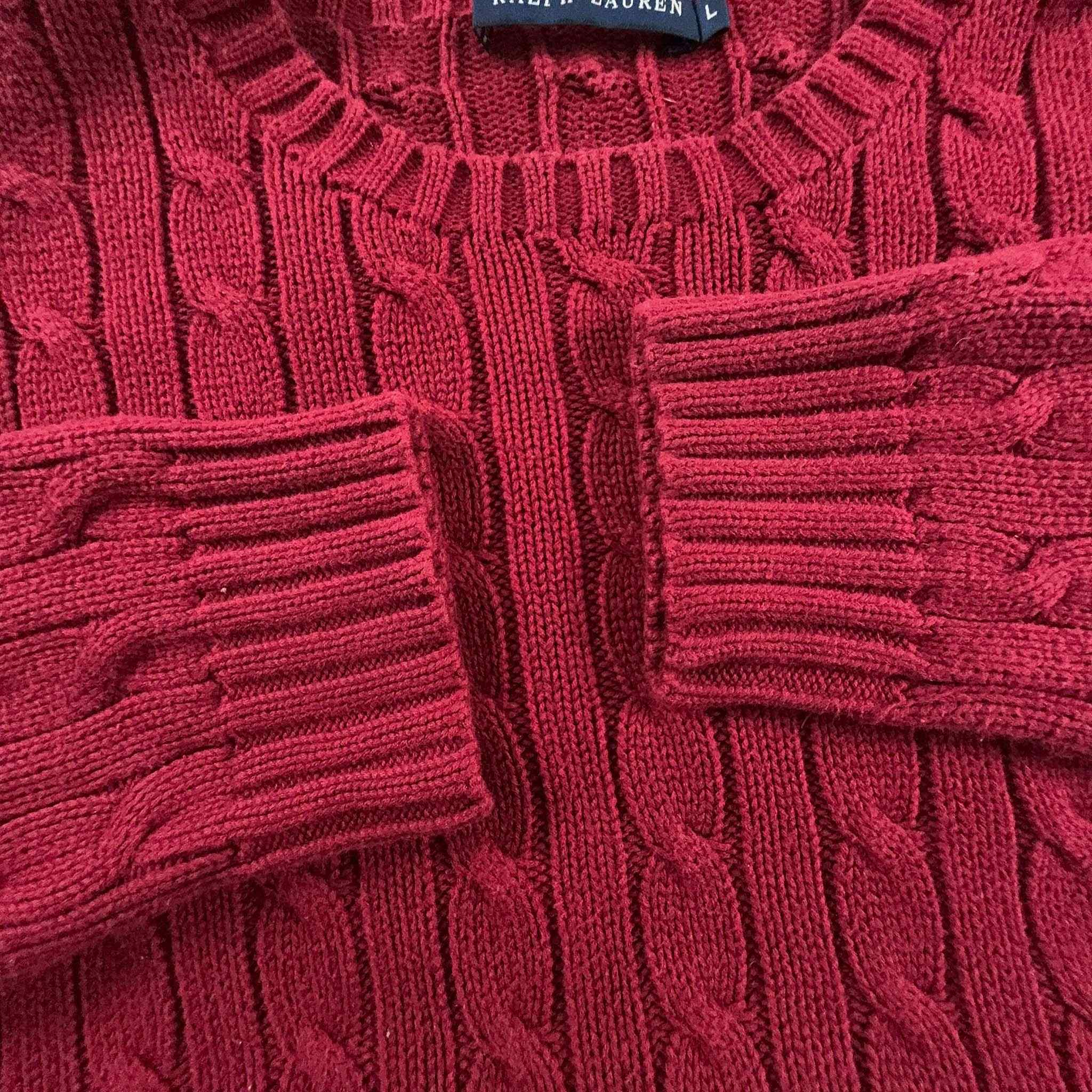 Maglione Ralph Lauren rosso intrecciato a girocollo - Taglia L uomo