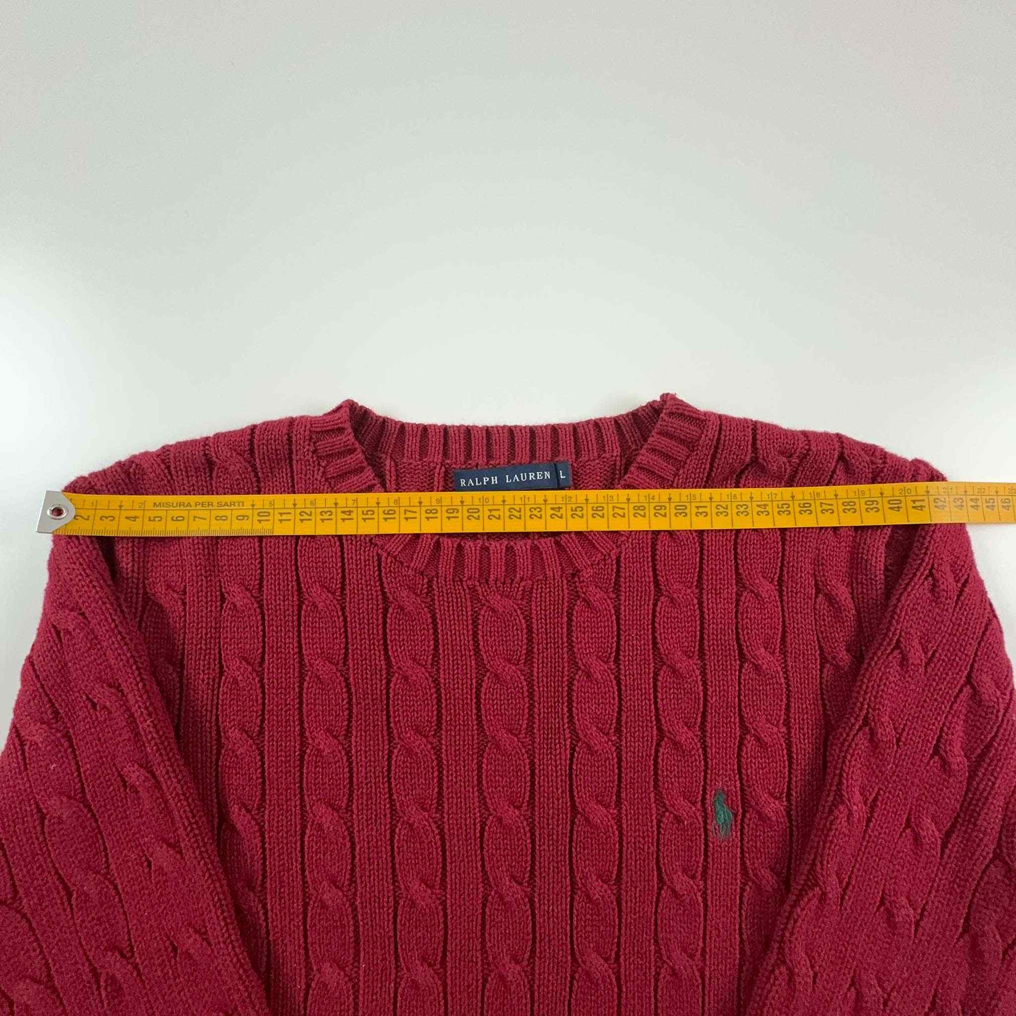 Maglione Ralph Lauren rosso intrecciato a girocollo - Taglia L uomo