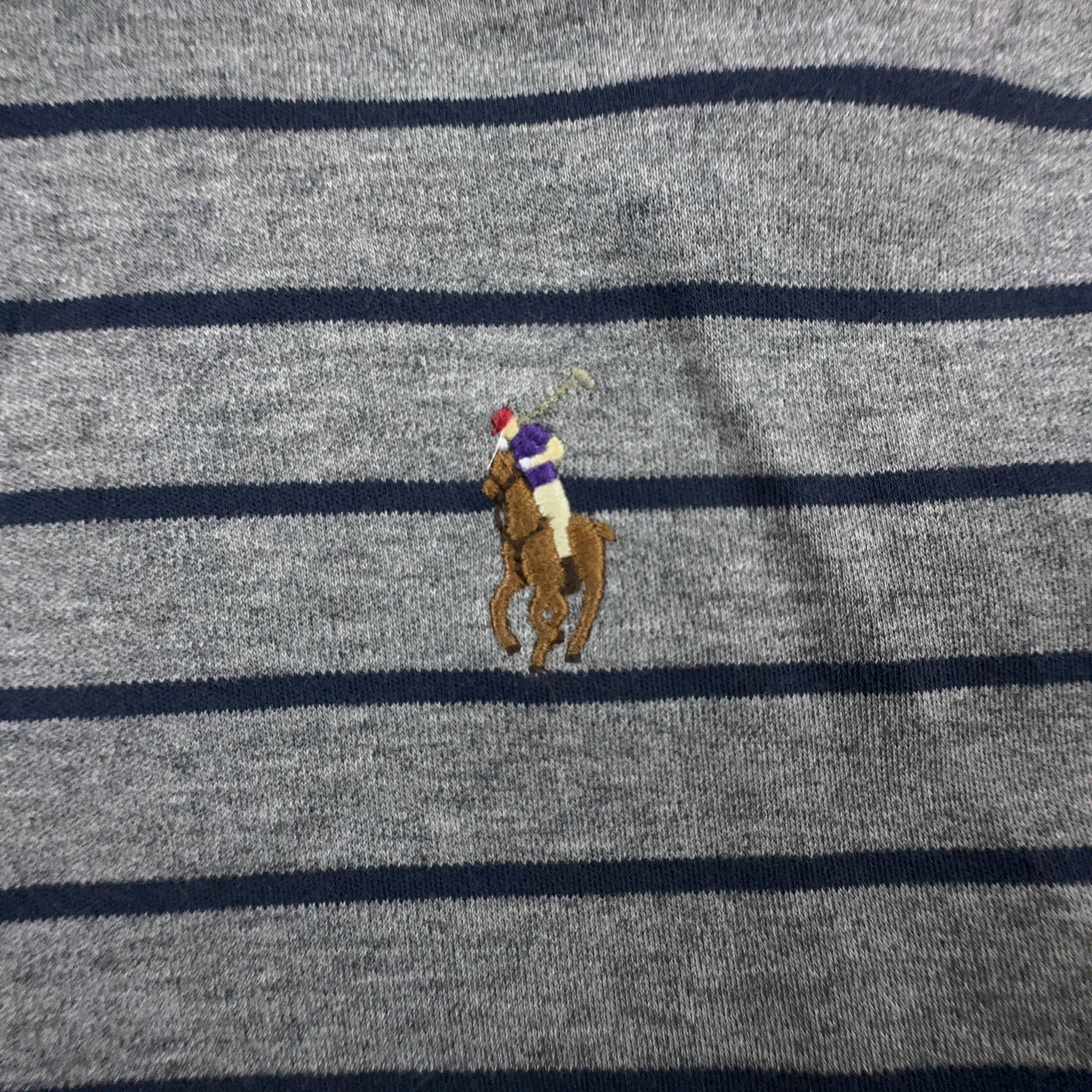 Polo Ralph Lauren a righe grigia e nera in cotone soft touch - Taglia XL uomo