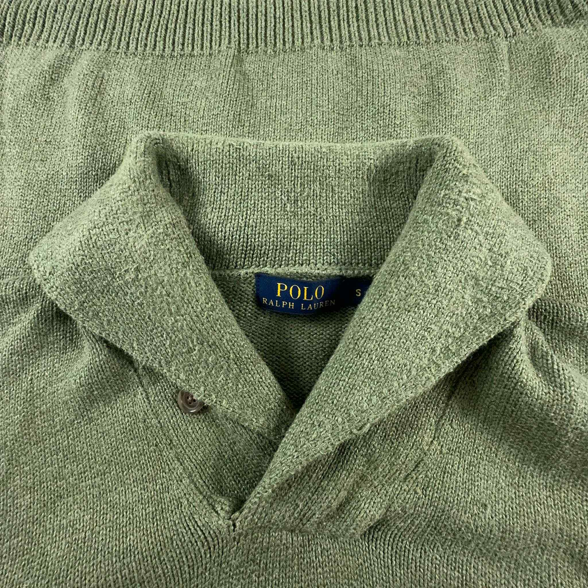 Maglione Ralph Lauren verde con scollo a V e bottoni - Taglia S/M uomo