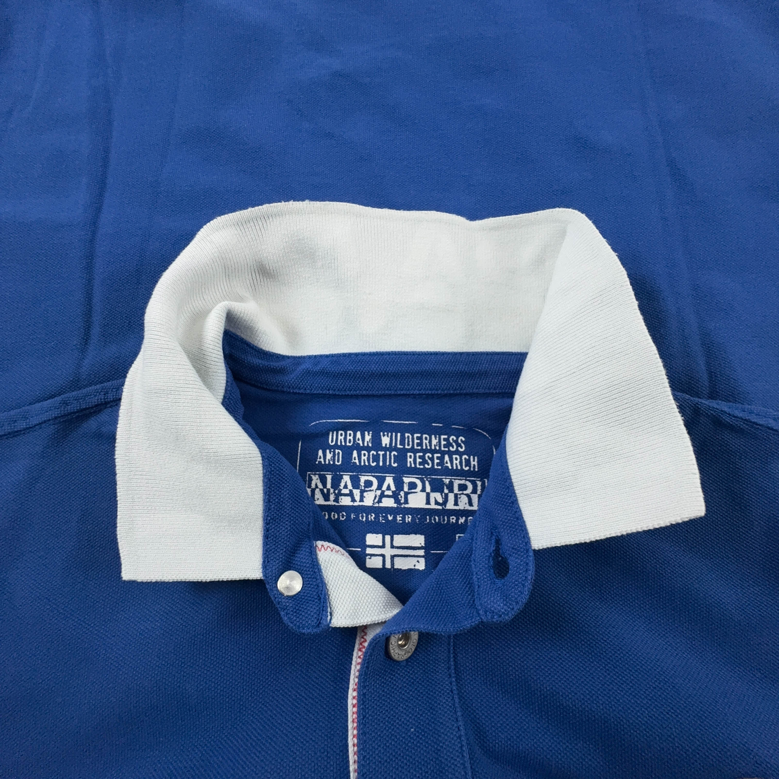 Polo Napapijri blu a tinta unita in cotone - Taglia S/M uomo