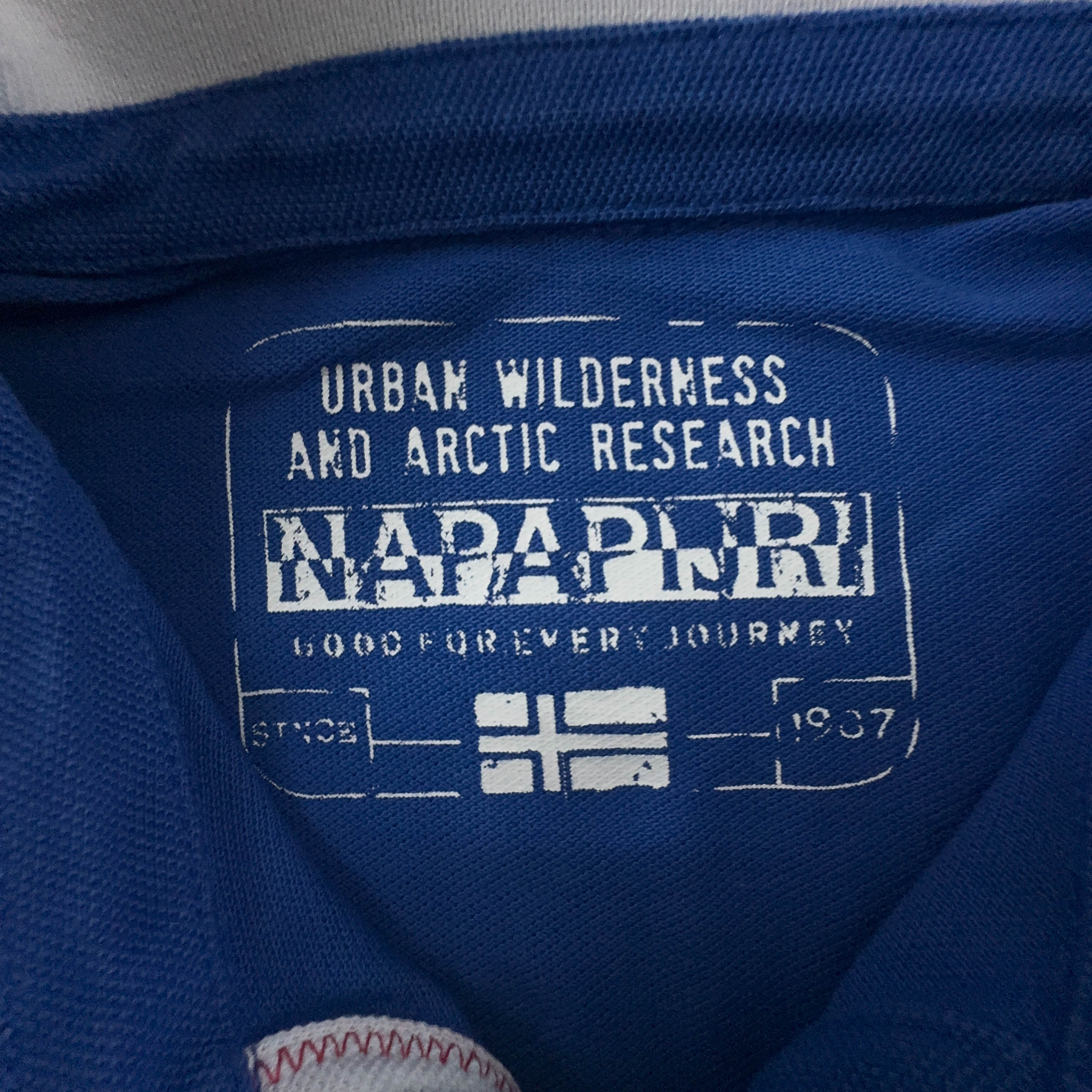 Polo Napapijri blu a tinta unita in cotone - Taglia S/M uomo