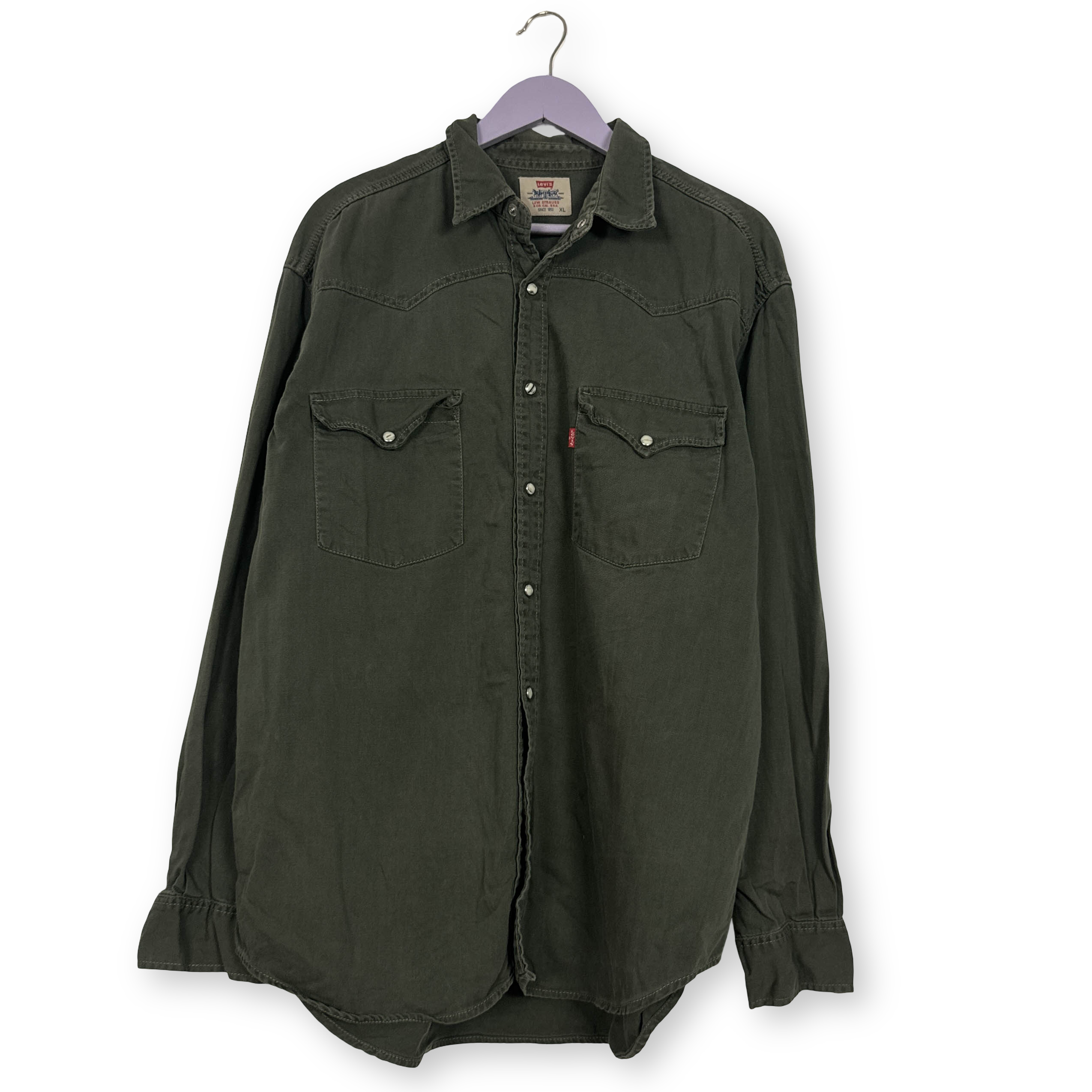 Camicia Levi's Vintage verde scuro in cotone anni 80 90 - Taglia XL uomo