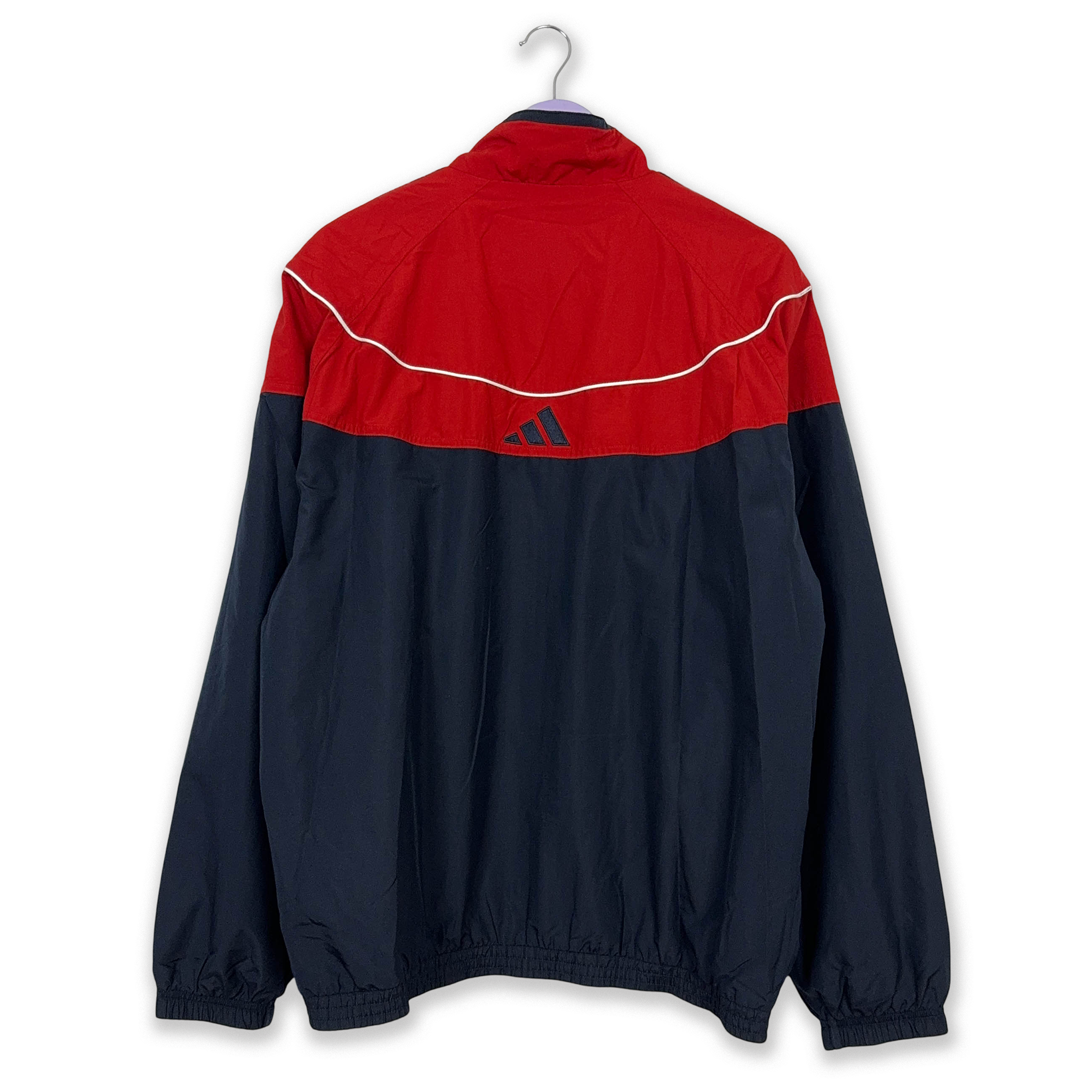 Giacca a vento Adidas Vintage blu e rossa anni 2000 con zip - Taglia L/XL uomo
