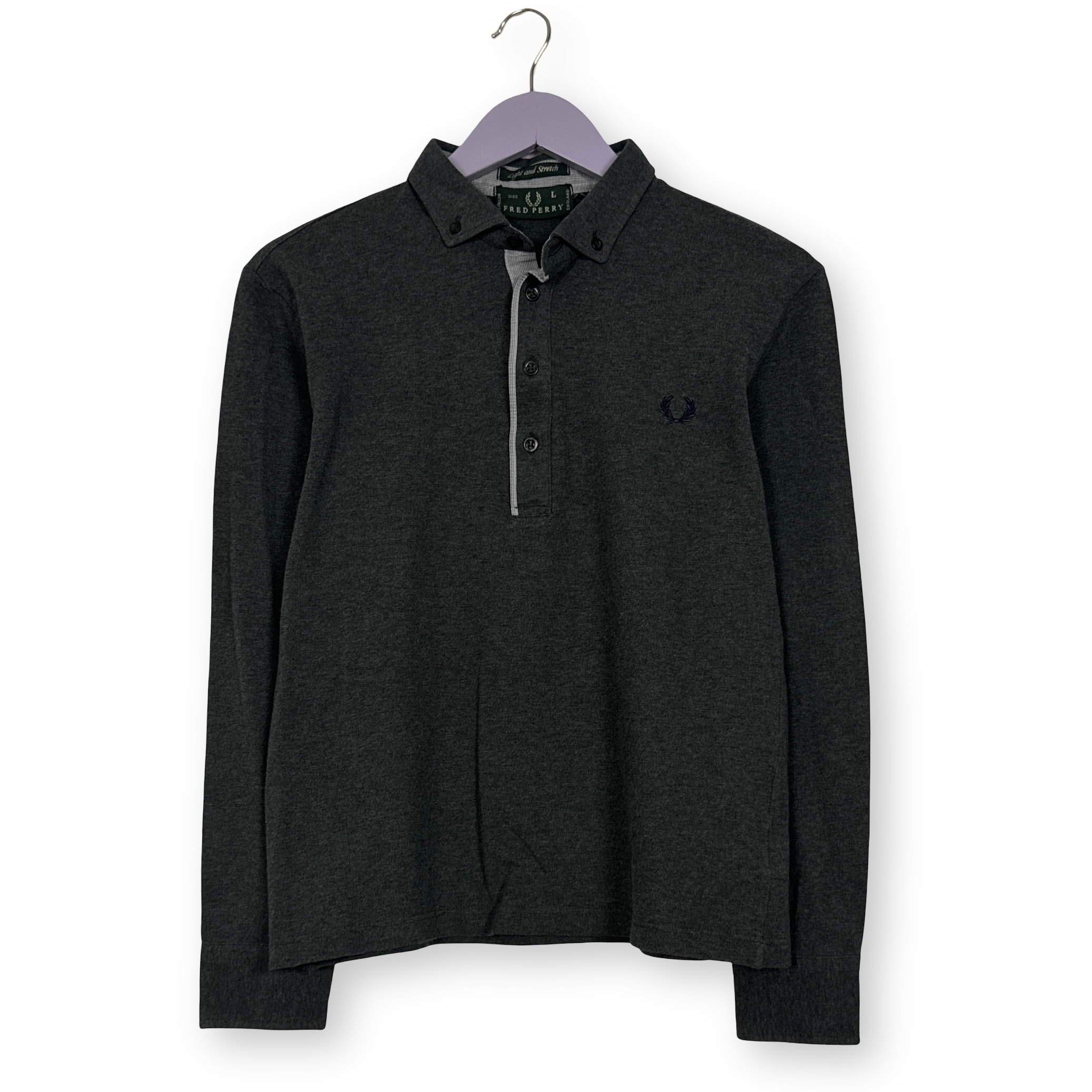 Polo Fred Perry grigia scura tinta unita in cotone - Taglia M uomo