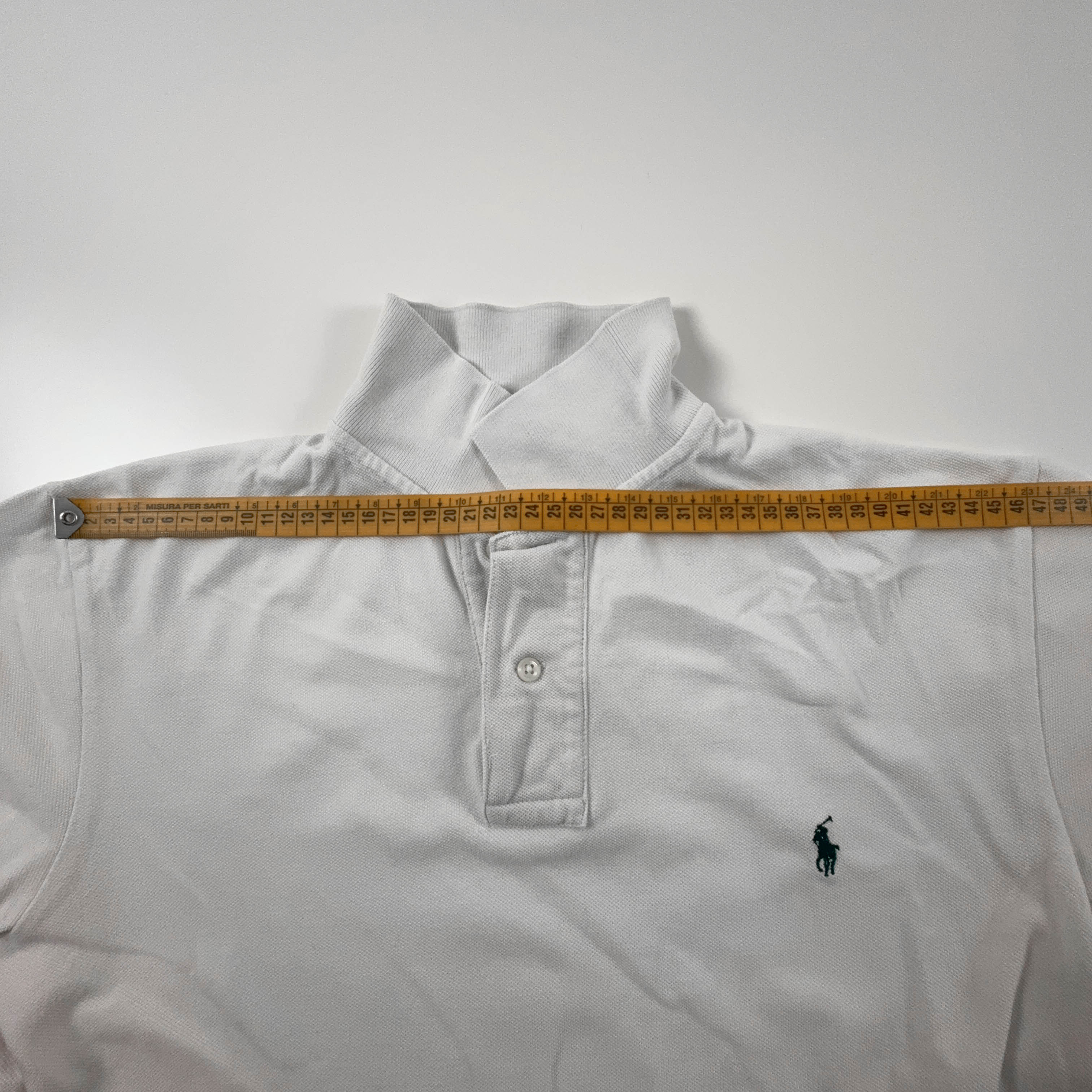 Polo Ralph Lauren bianca a tinta unita in cotone - Taglia S/M uomo