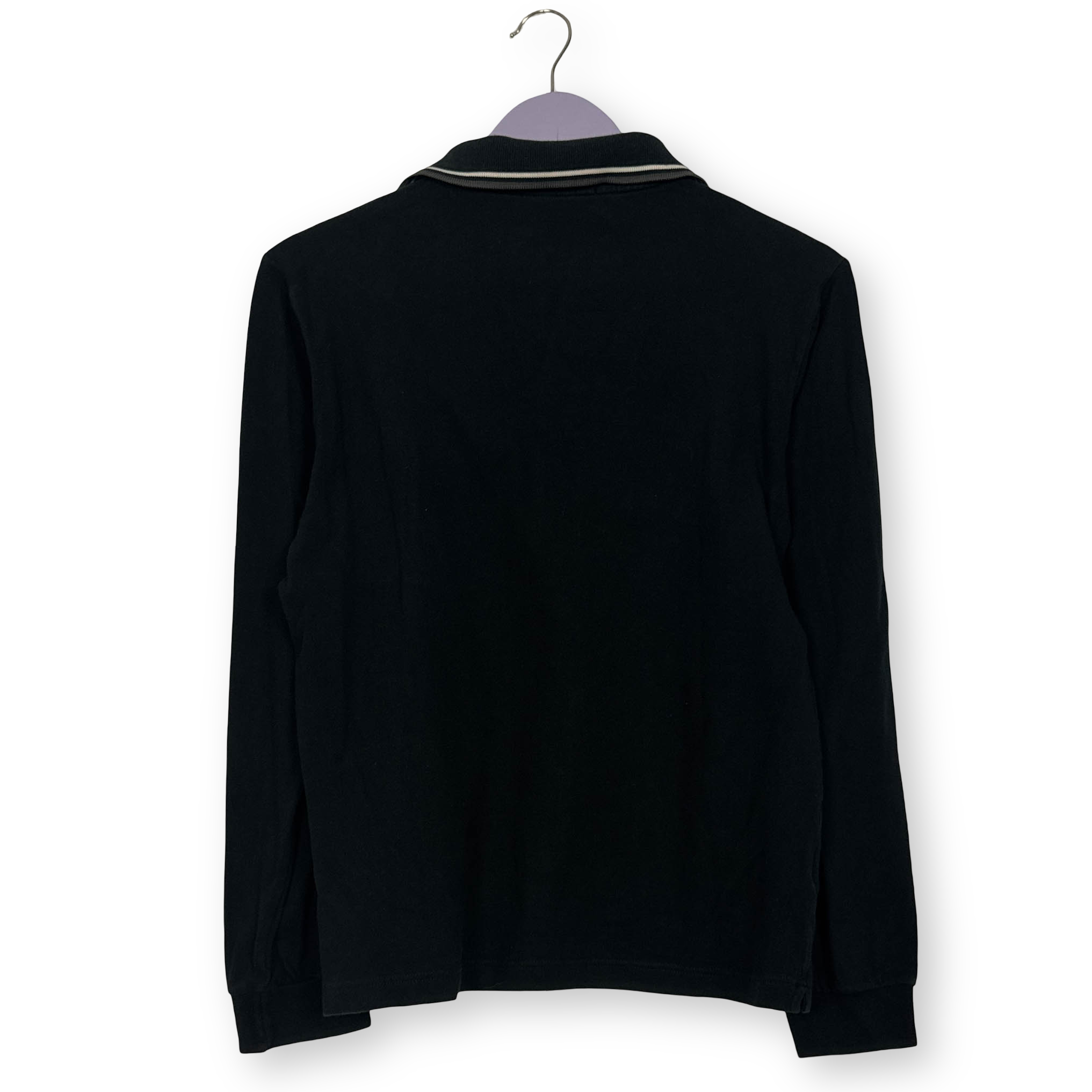Polo Fred Perry nera in cotone tinta unita manica lunga - Taglia M uomo