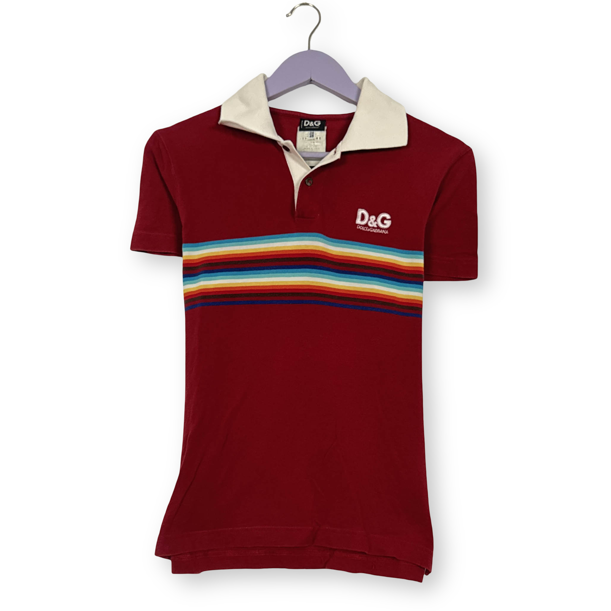 Polo D&G Vintage rossa e bianca con logo ricamato anni 00 - Taglia 34 48 uomo