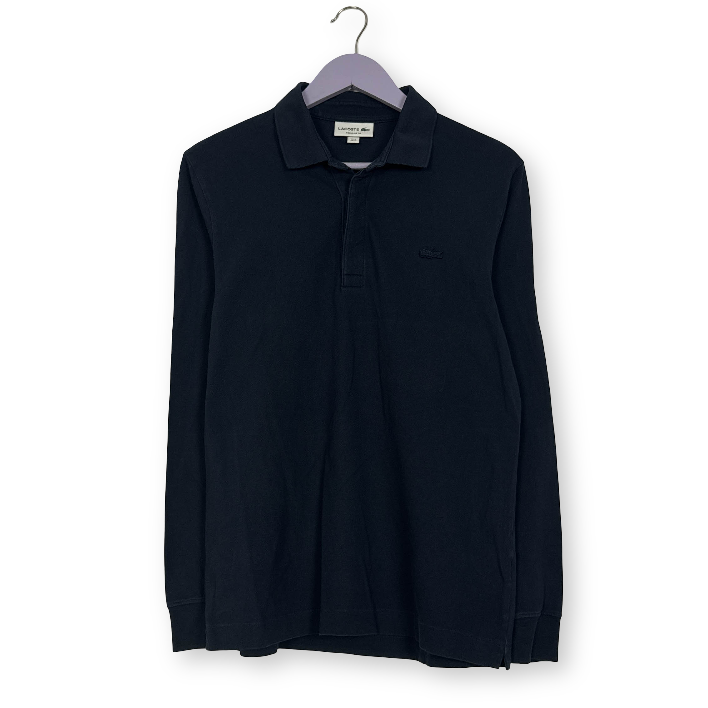 Polo Lacoste blu scura a tinta unita manica lunga regular fit - Taglia 4 M uomo
