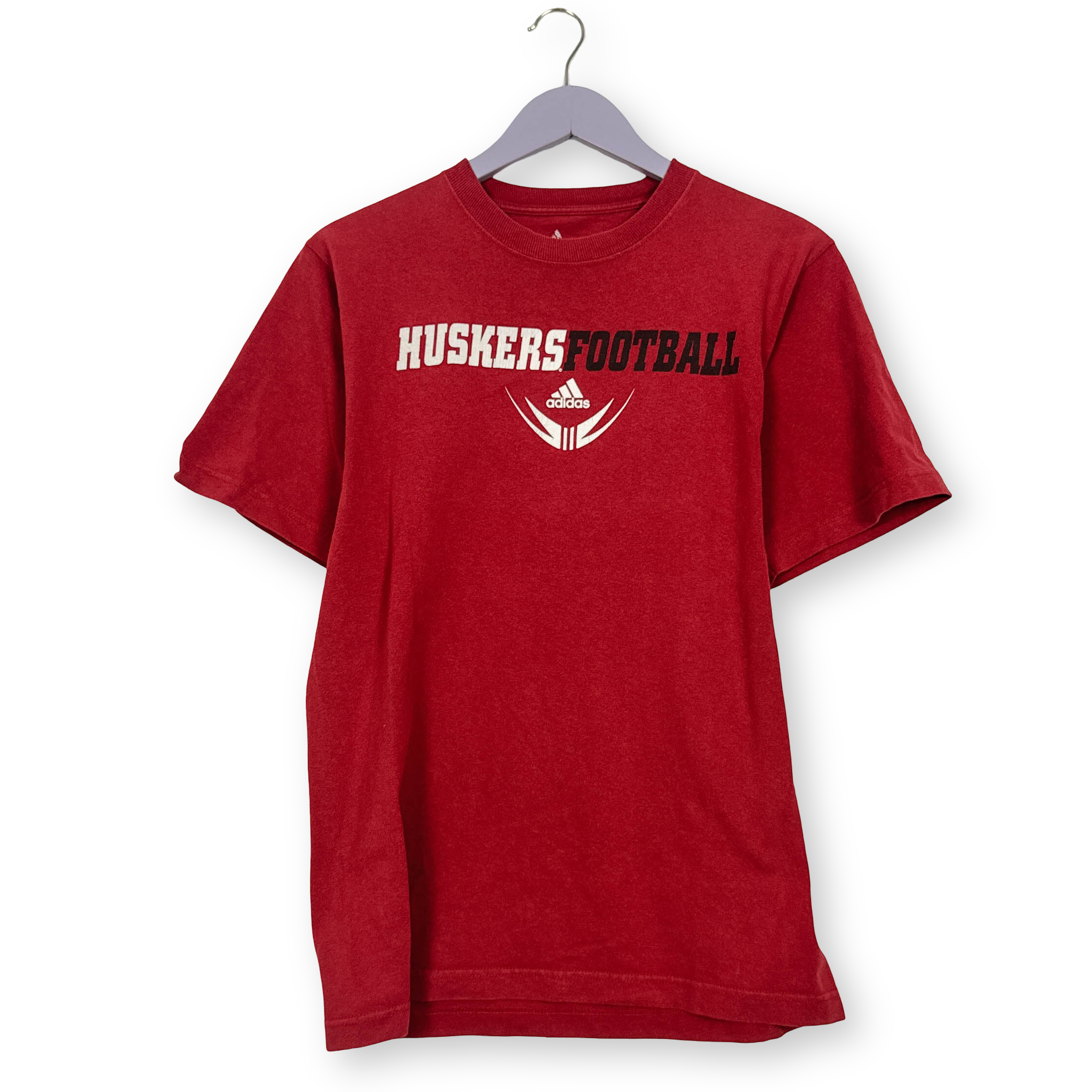 T Shirt Adidas Vintage Huskers Footaball rossa a girocollo anni 00 - Taglia M uomo