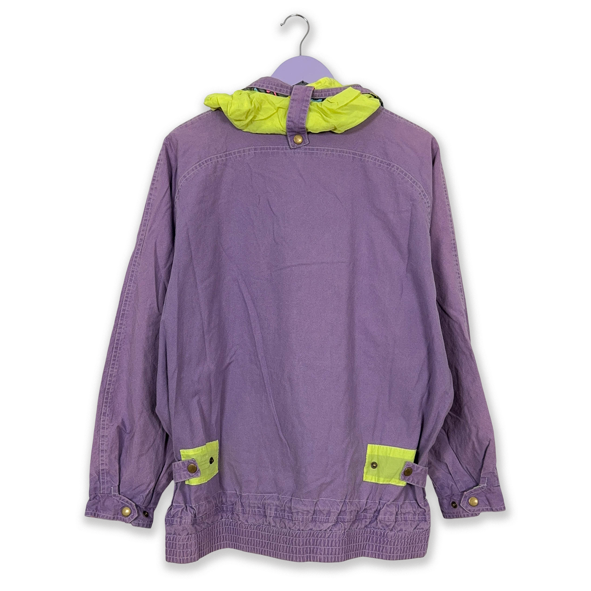 Giacca a vento Vintage viola con mezza zip anni 80 90 - Taglia 5 uomo