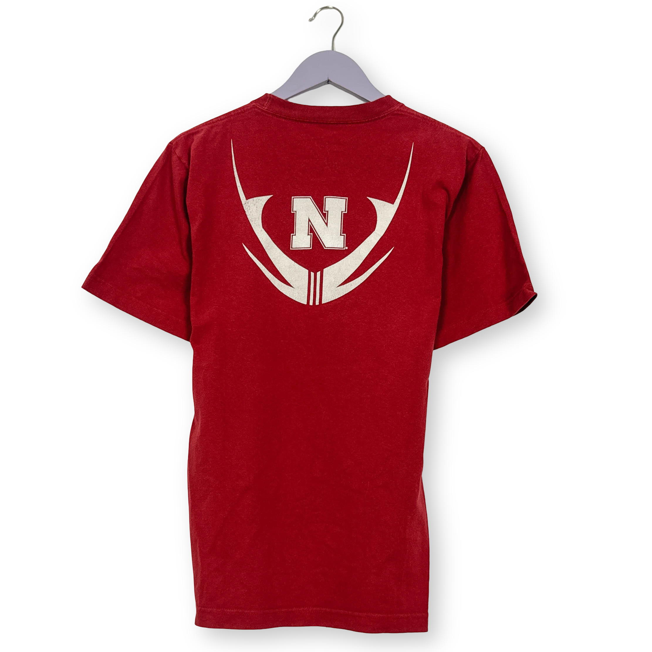 T Shirt Adidas Vintage Huskers Footaball rossa a girocollo anni 00 - Taglia M uomo