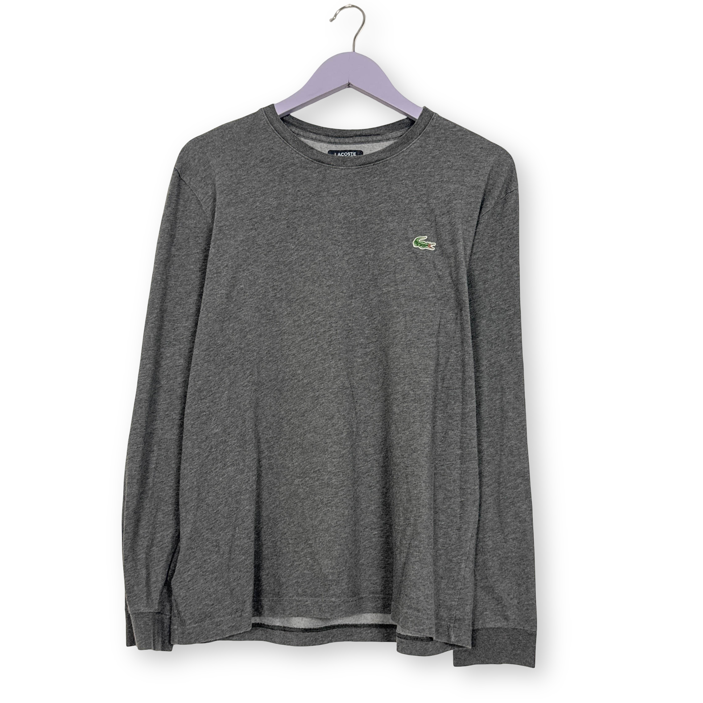 T shirt Lacoste grigia a tinta unita a girocollo 65% cotone - Taglia 4 M uomo