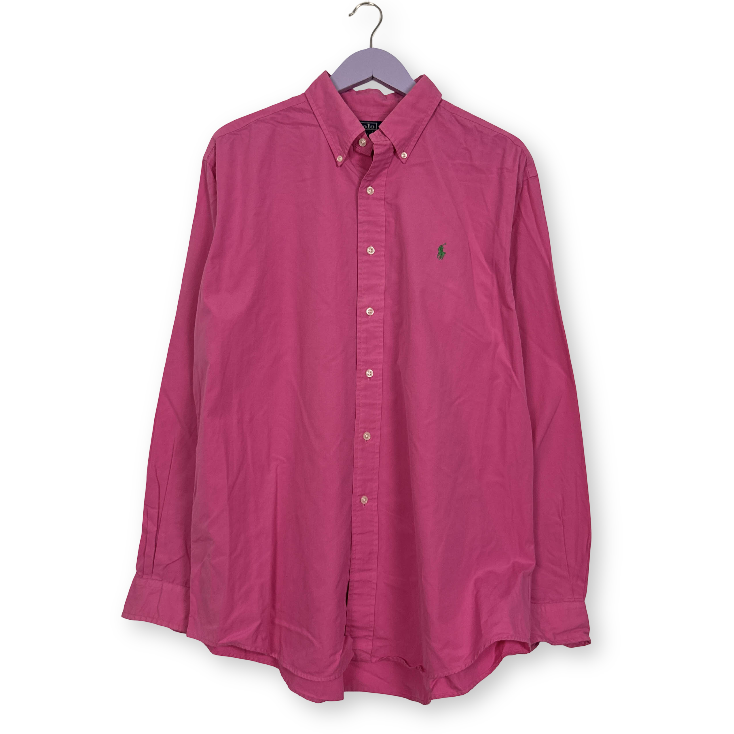 Camicia Ralph Lauren rosa a tinta unita in cotone - Taglia XL uomo