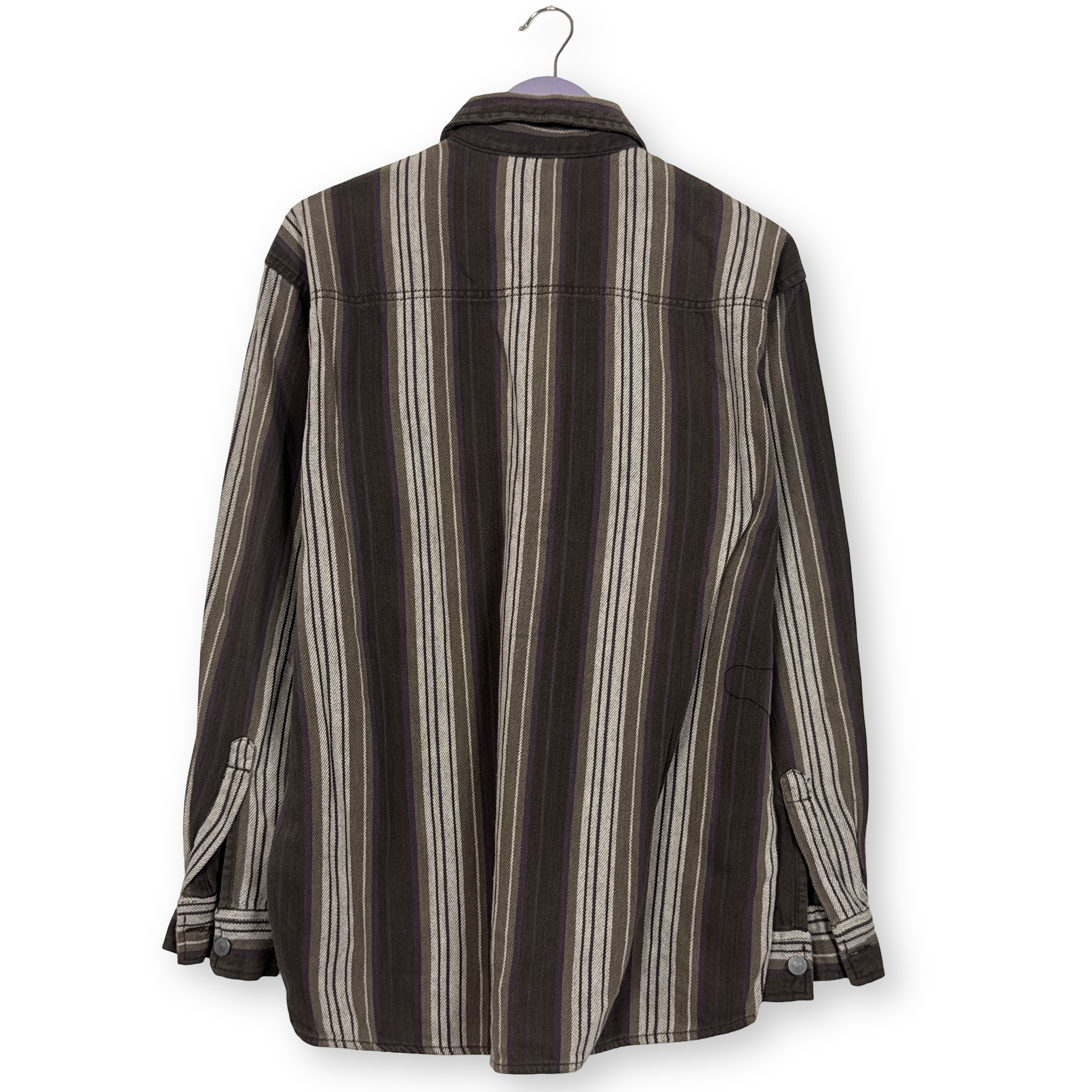 Camicia Levi's Vintage marrone e bianca a righe anni 80 90 - Taglia M/L uomo