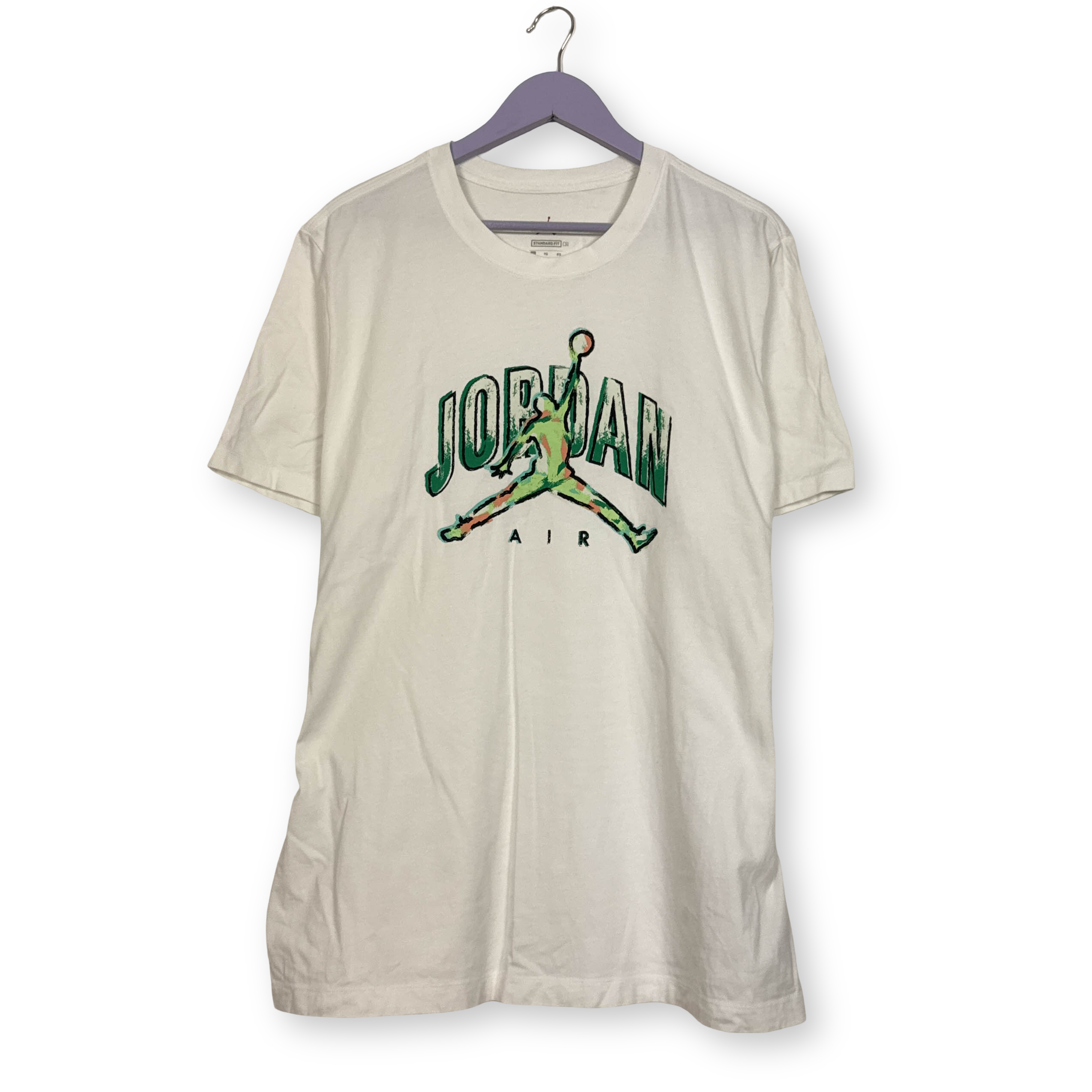 T Shirt Air Jordan bianca a girocollo in cotone con stampa frontale - Taglia XL uomo