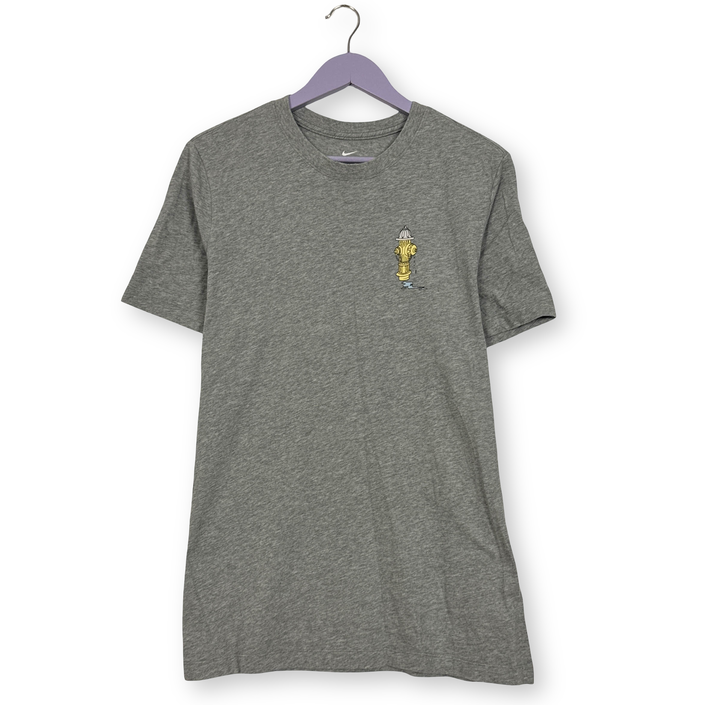 T Shirt Nike grigia a tinta unita a girocollo con stampa - Taglia M/L uomo