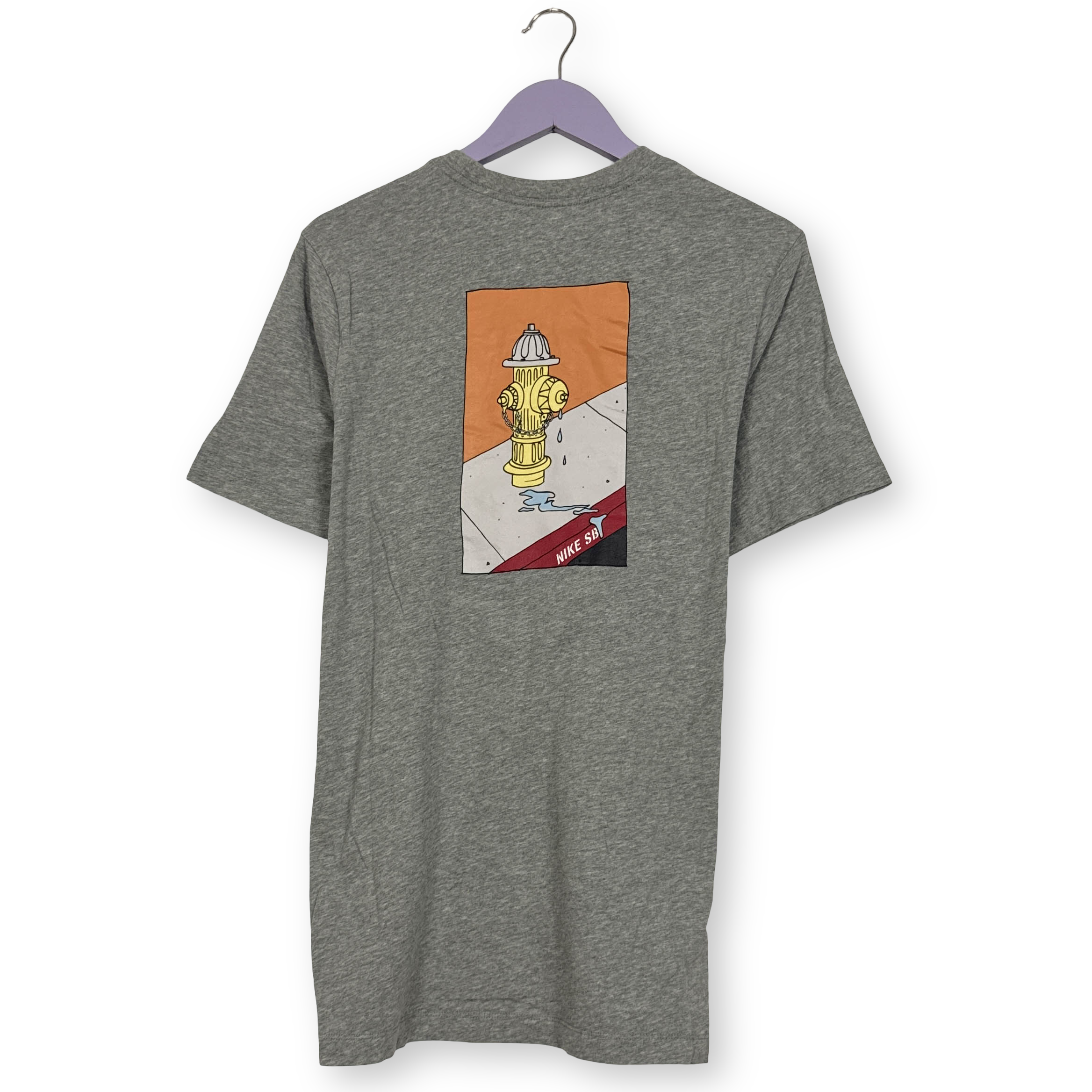 T Shirt Nike grigia a tinta unita a girocollo con stampa - Taglia M/L uomo