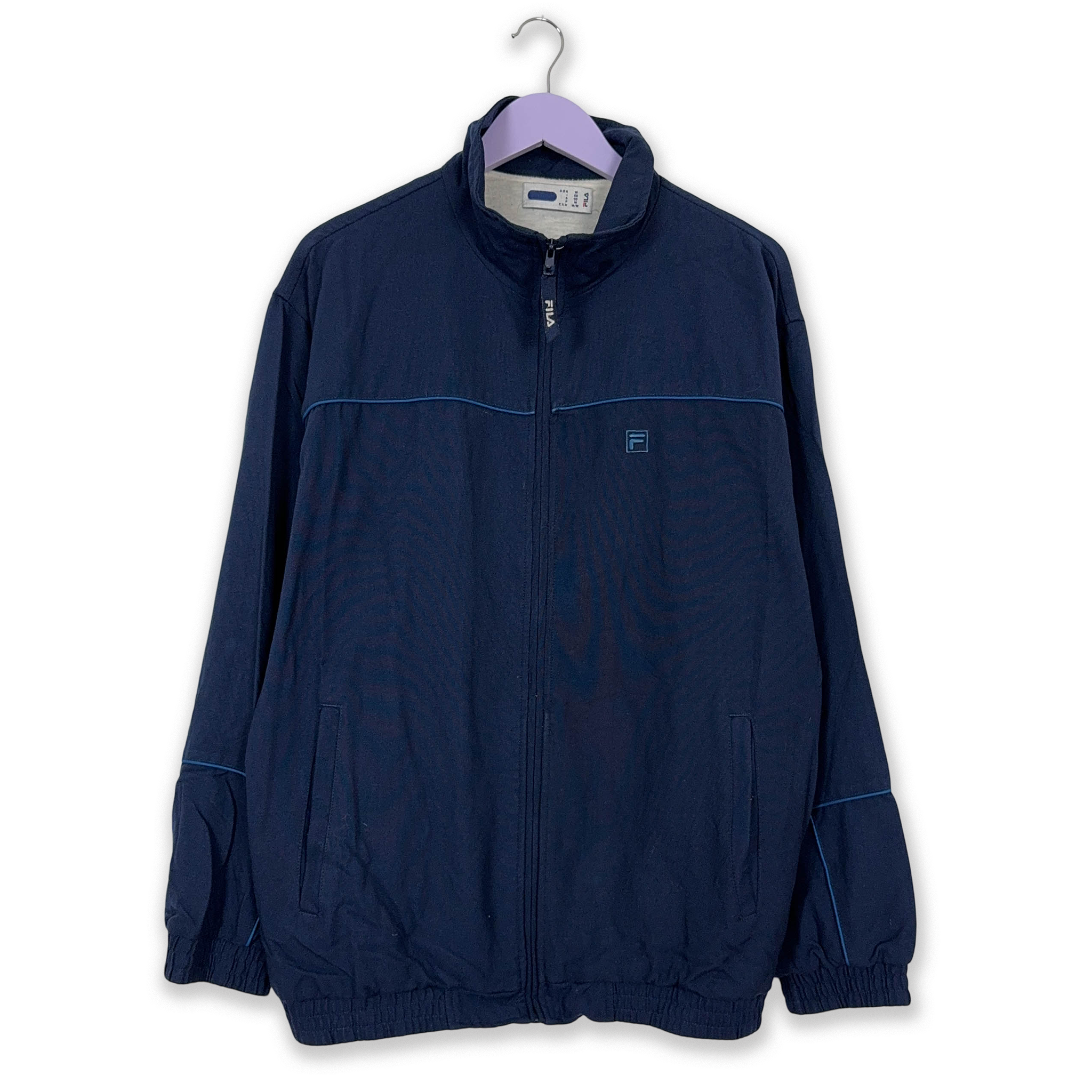 Giacca a vento Fila Vintage blu scuro anni 2000 con zip - Taglia 50 uomo