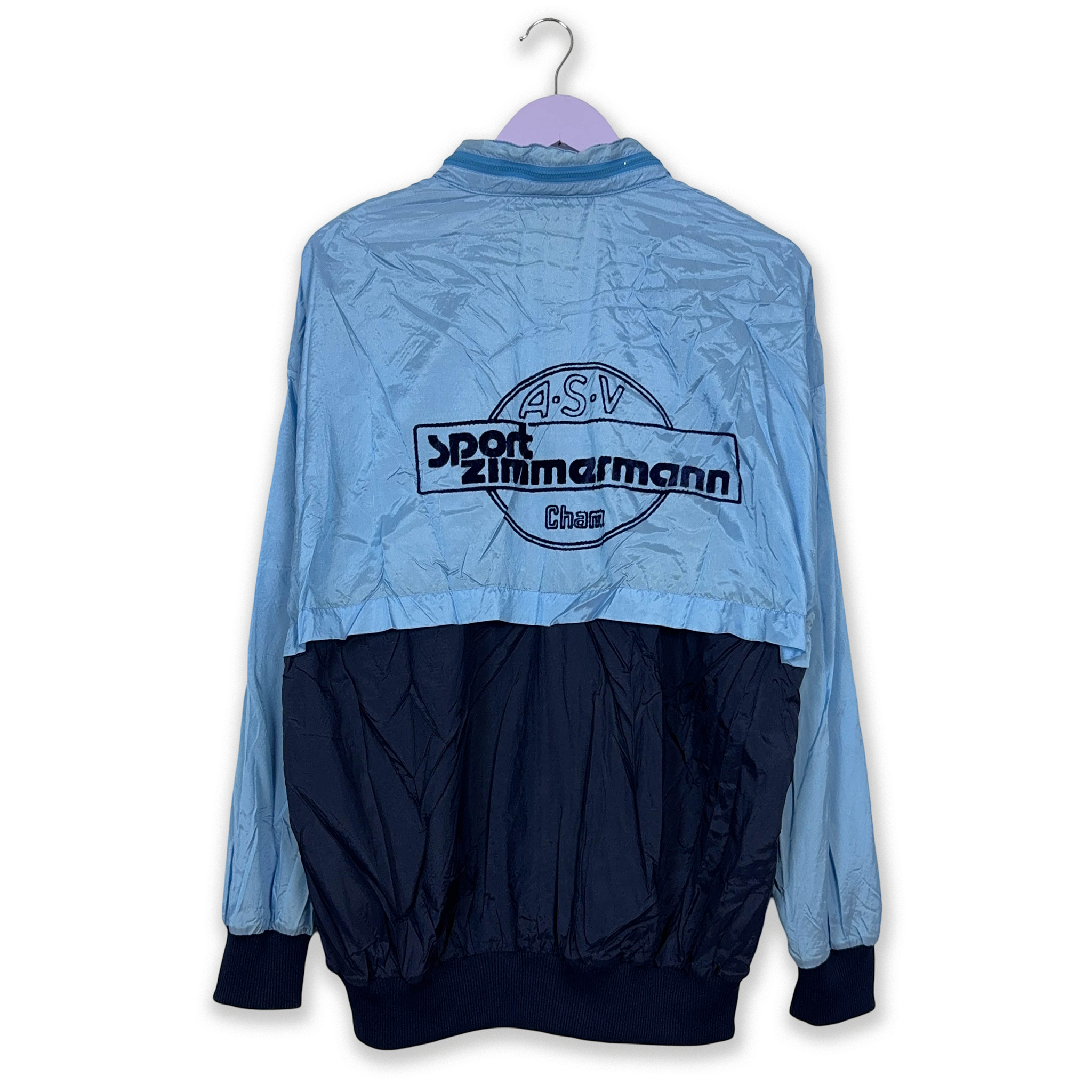 Giacca a vento Adidas Vintage rossa e blu con zip e cappuccio anni 80 - Taglia D8 F183 uomo
