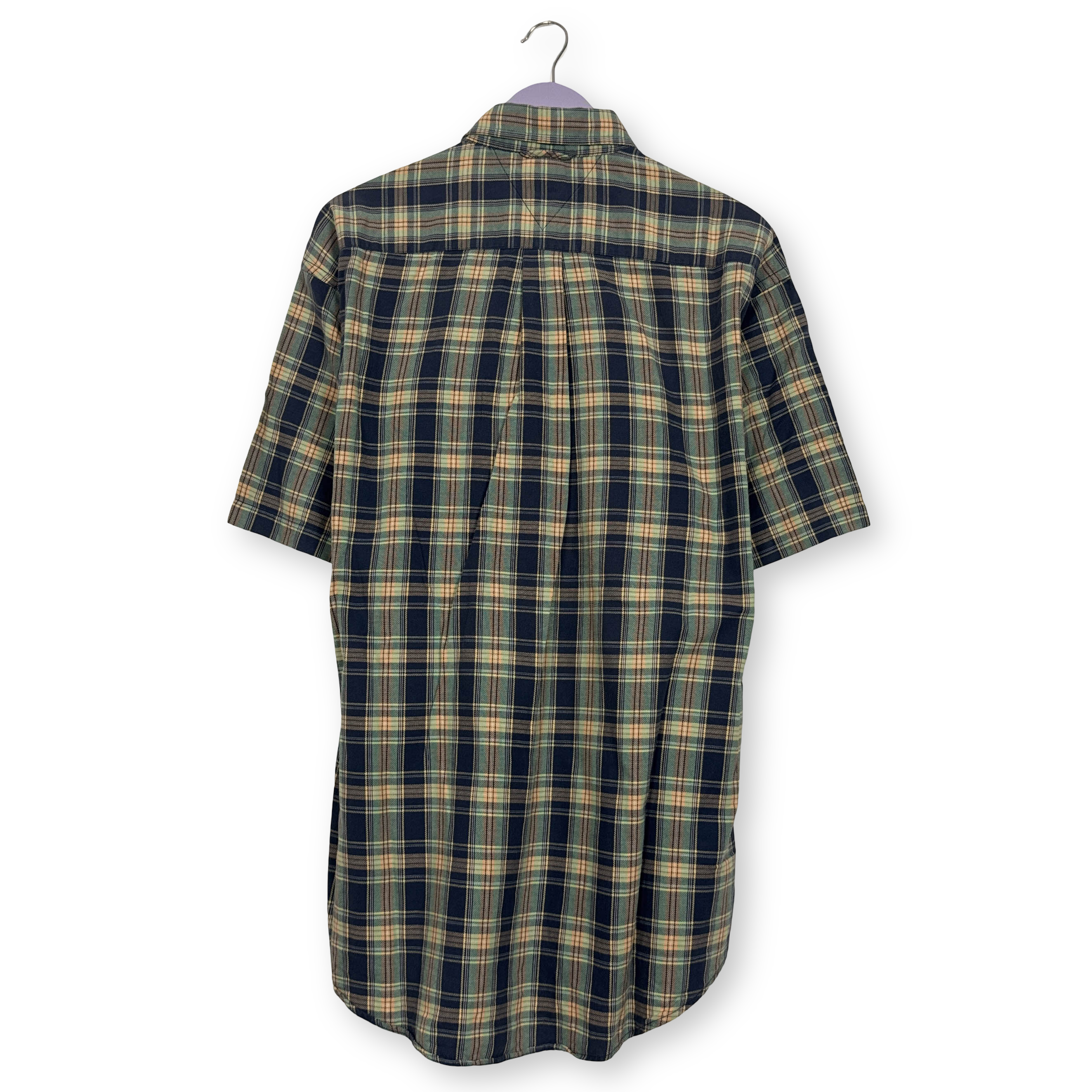 Camicia Tommy Hilfiger Vintage blu e gialla a quadri anni 90 - Taglia L/XL uomo