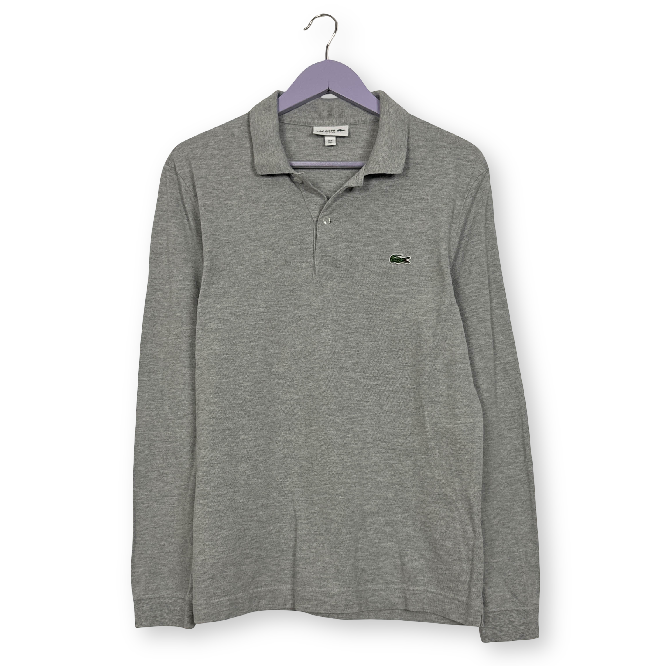 Polo Lacoste grigia a tinta unita in cotone slim fit - Taglia 5 uomo