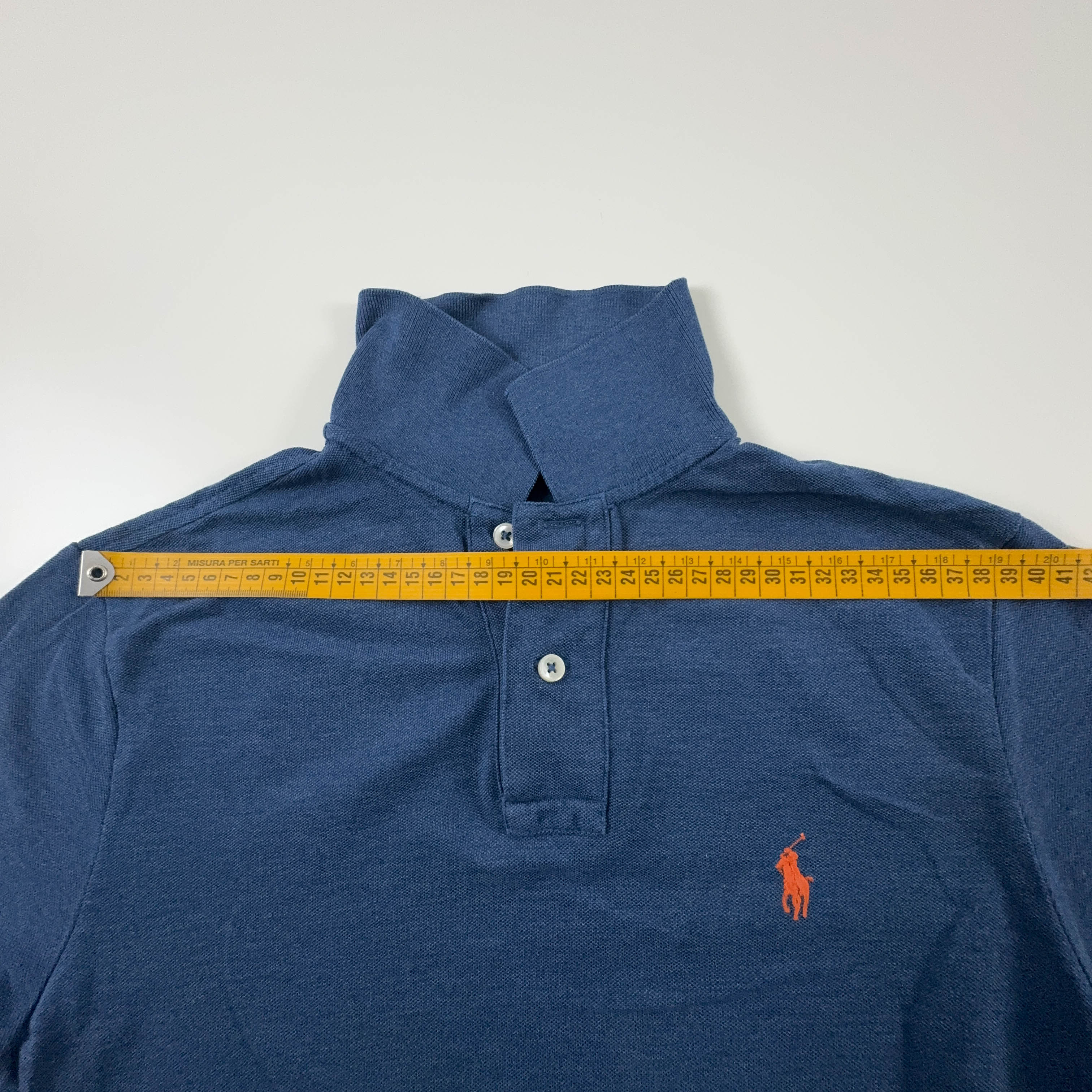 Polo Ralph Lauren blu a tinta unita custom fit - Taglia S uomo