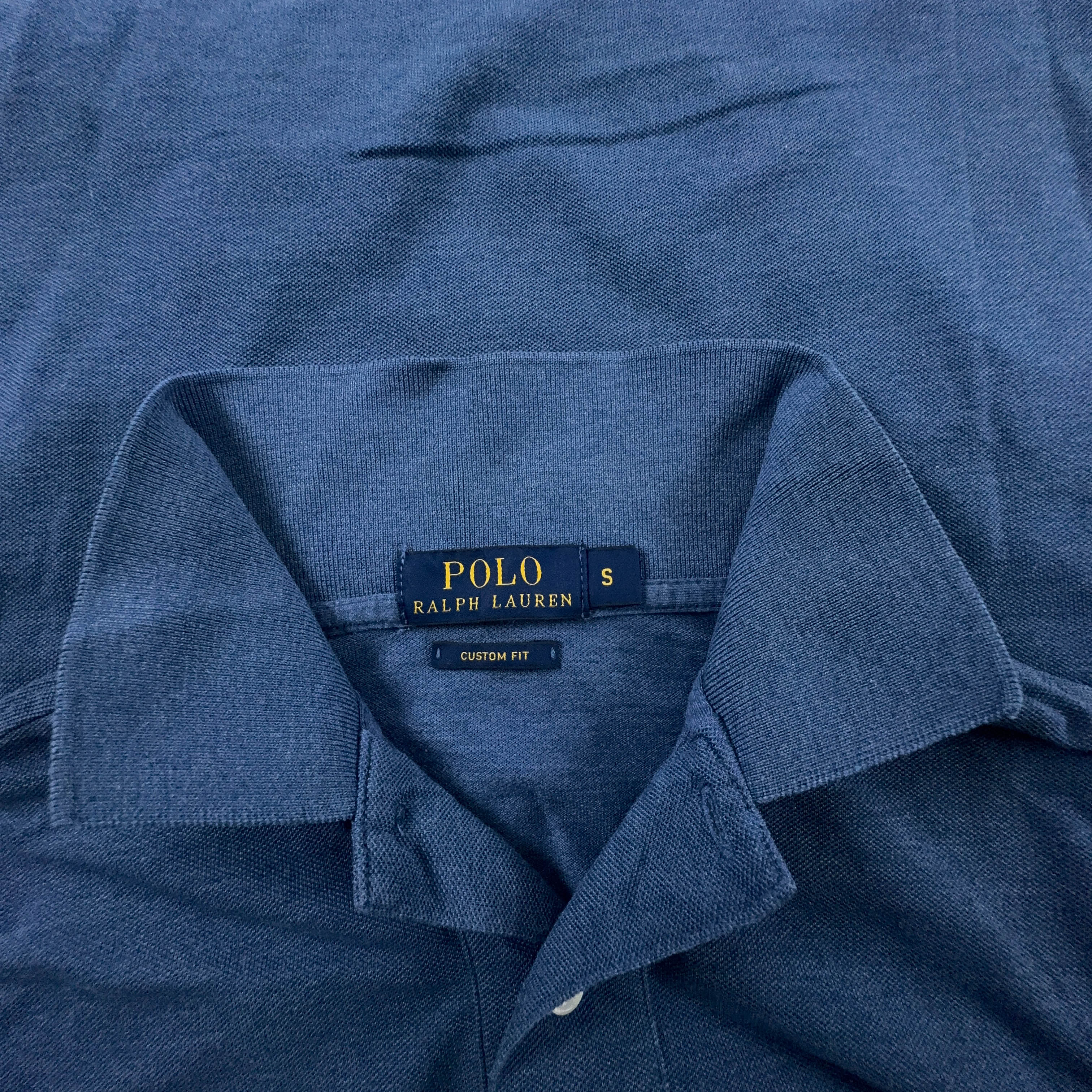 Polo Ralph Lauren blu a tinta unita custom fit - Taglia S uomo