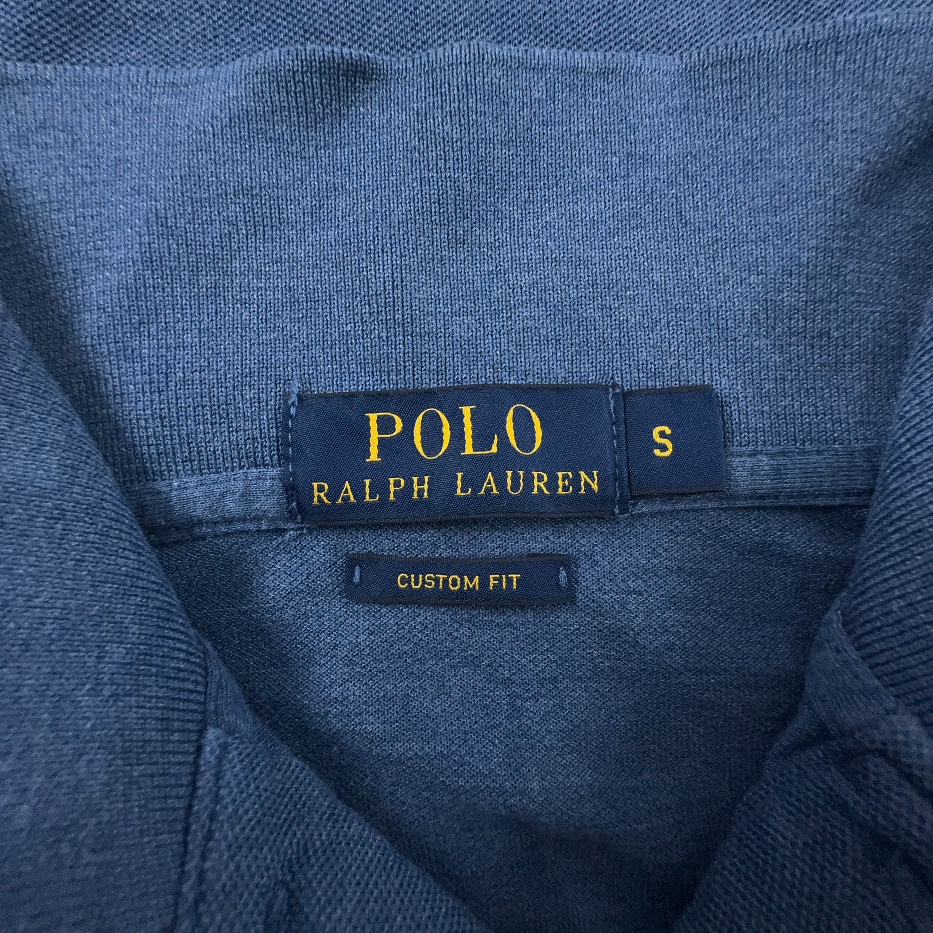 Polo Ralph Lauren blu a tinta unita custom fit - Taglia S uomo