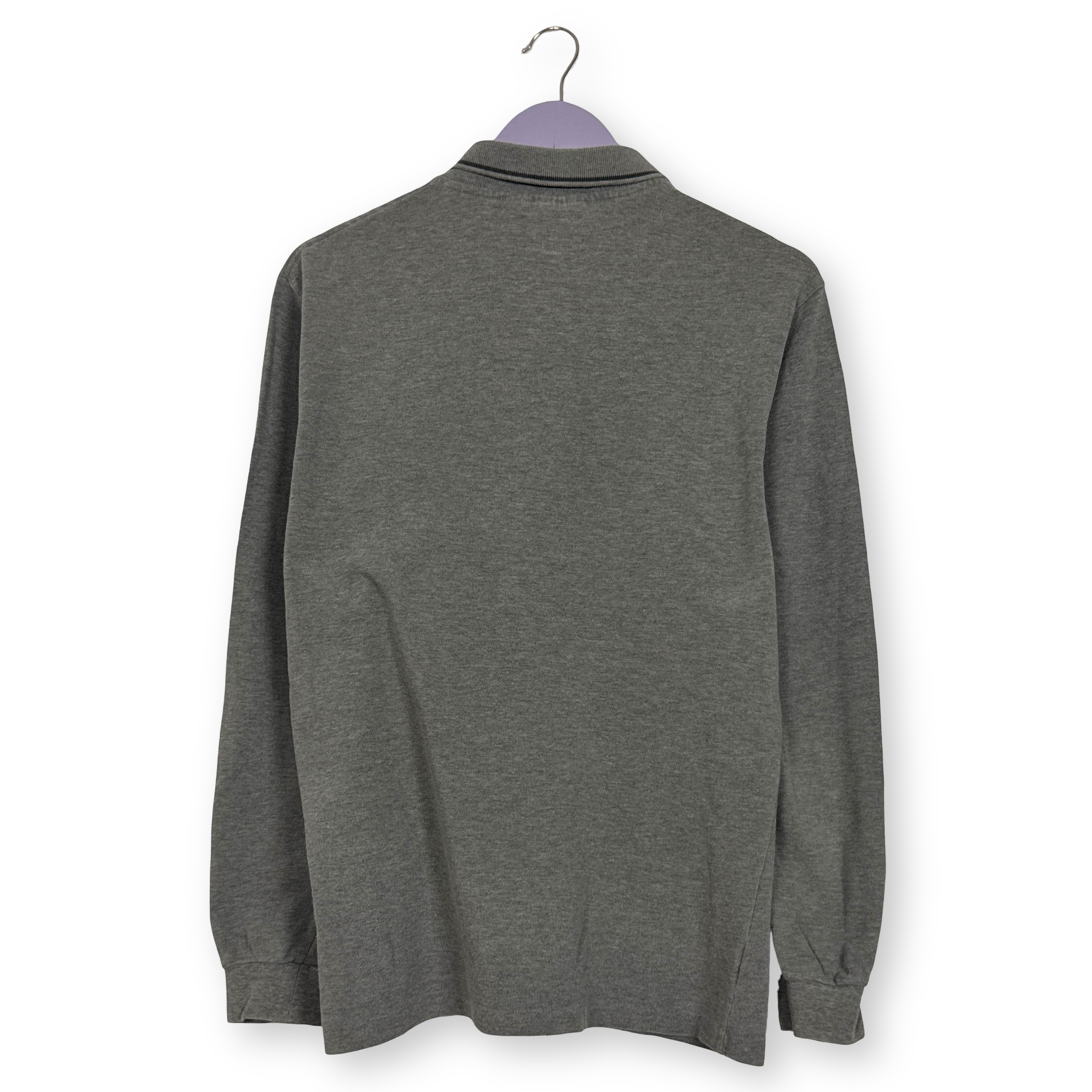 Polo Lacoste grigia a tinta unita quarter zip in cotone - Taglia 5 uomo