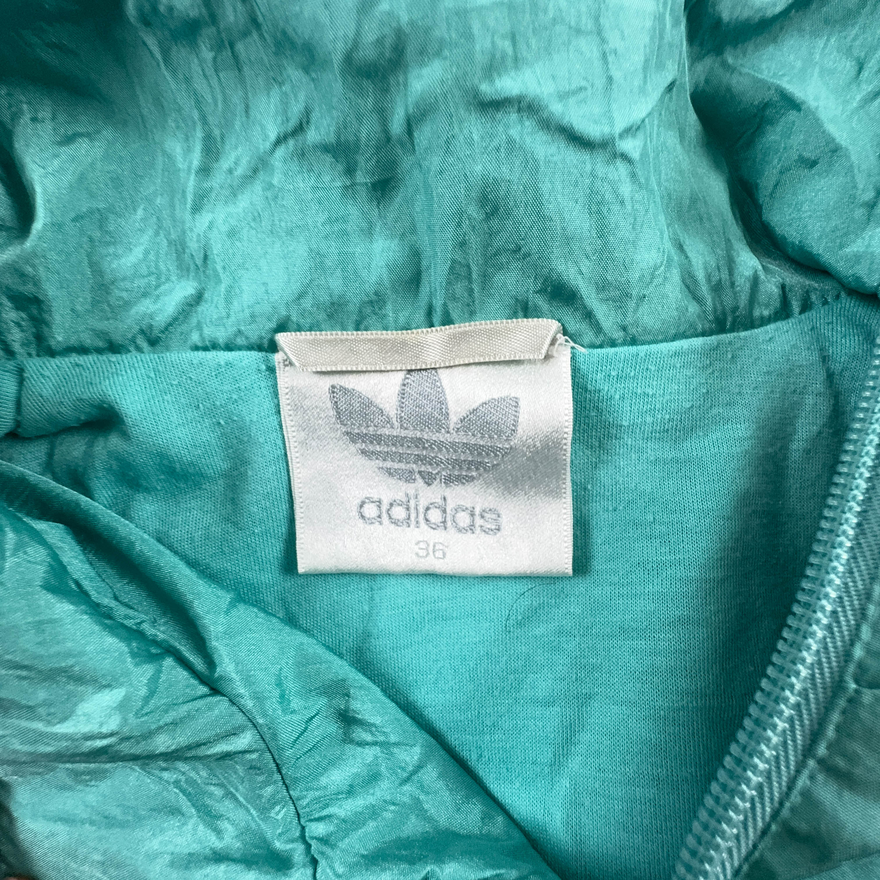 Giacca a vento Adidas Vintage verde e bianca con zip anni 90 - Taglia M uomo