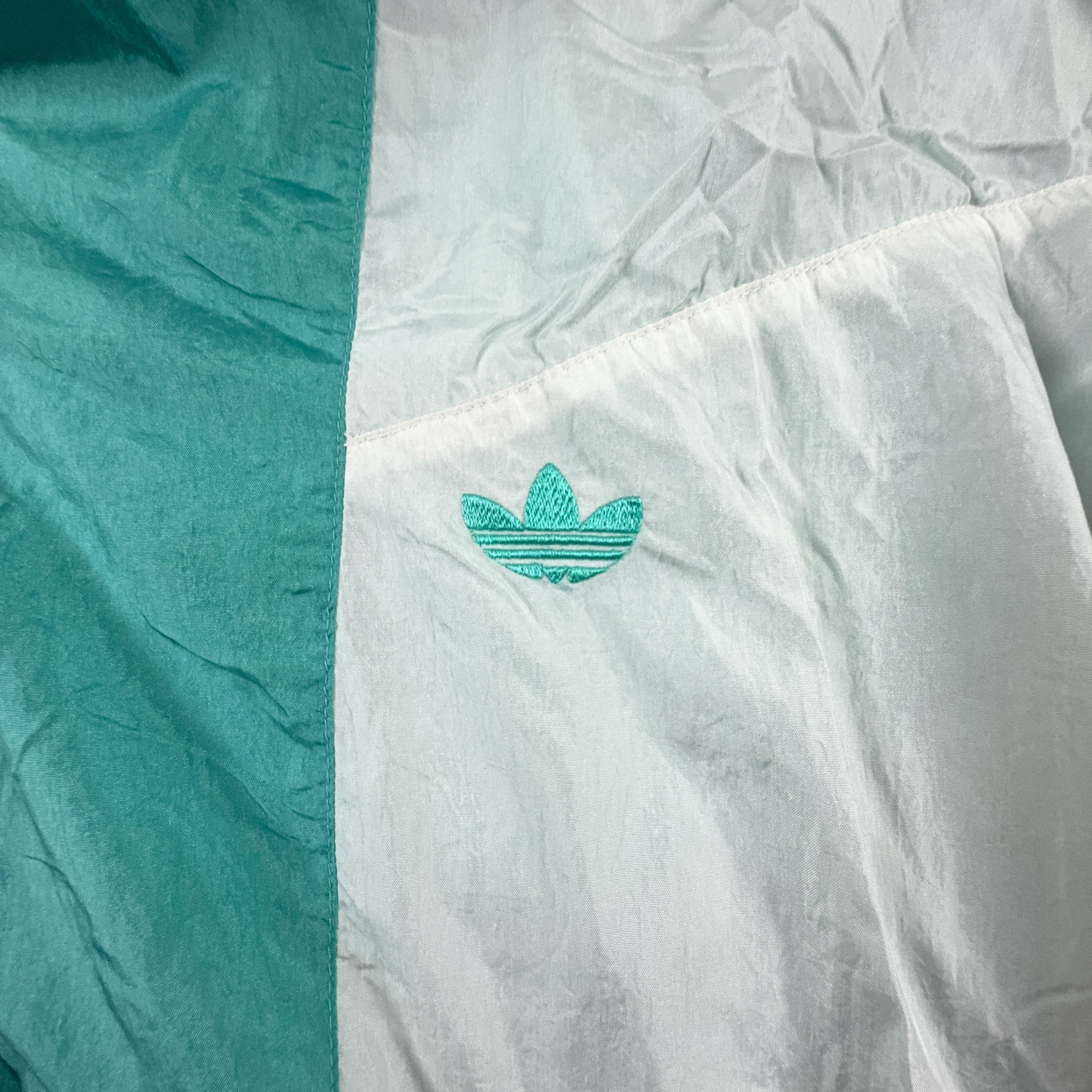 Giacca a vento Adidas Vintage verde e bianca con zip anni 90 - Taglia M uomo