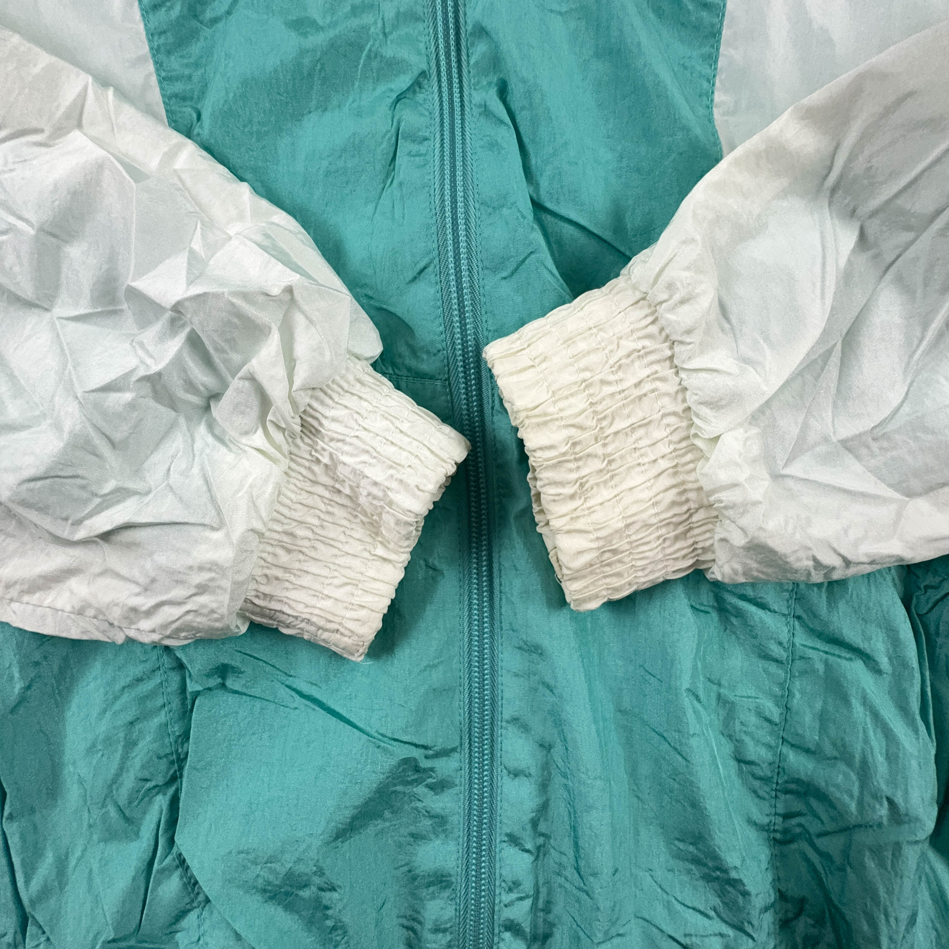 Giacca a vento Adidas Vintage verde e bianca con zip anni 90 - Taglia M uomo