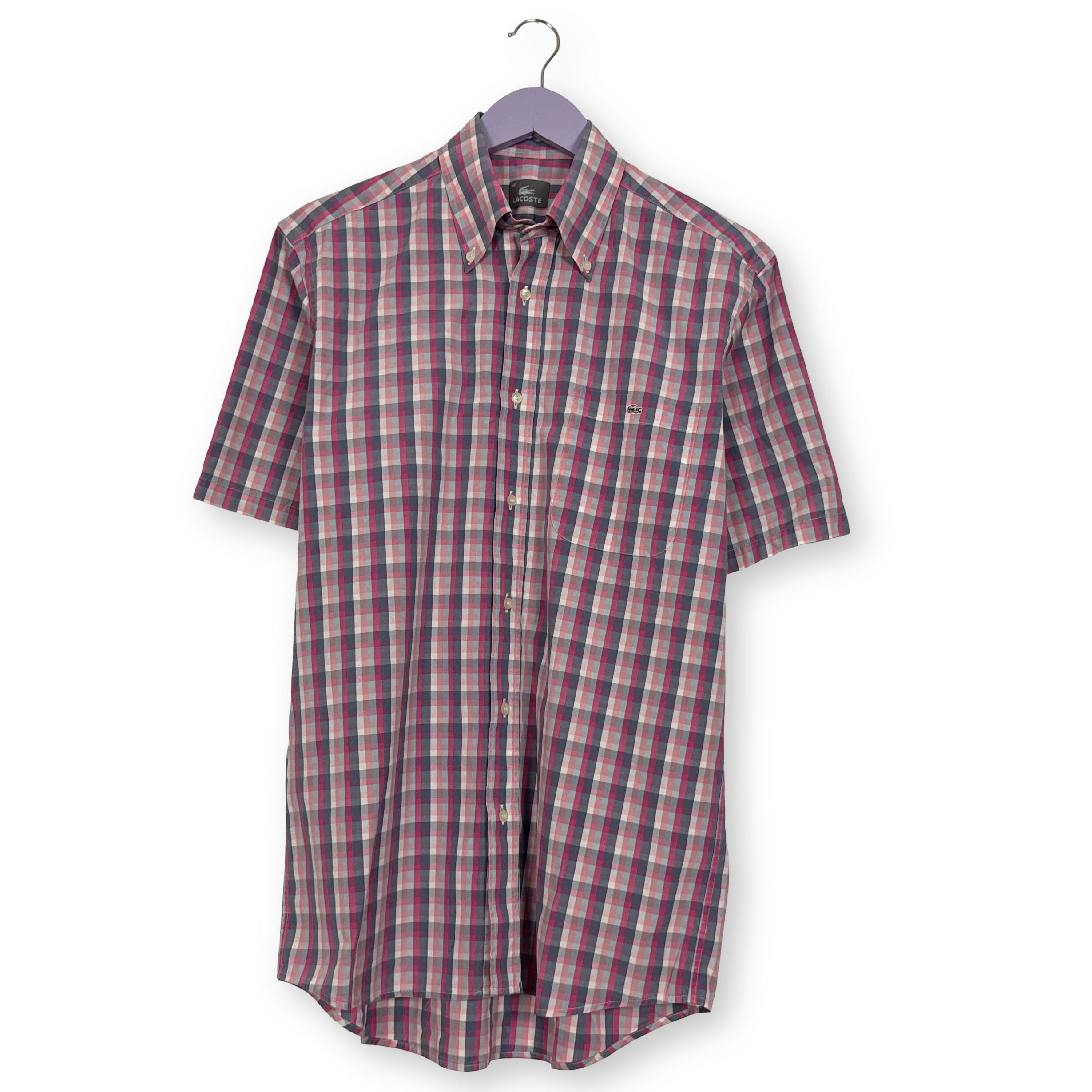 Camicia Lacoste viola e blu a quadretti in cotone - Taglia 40 uomo